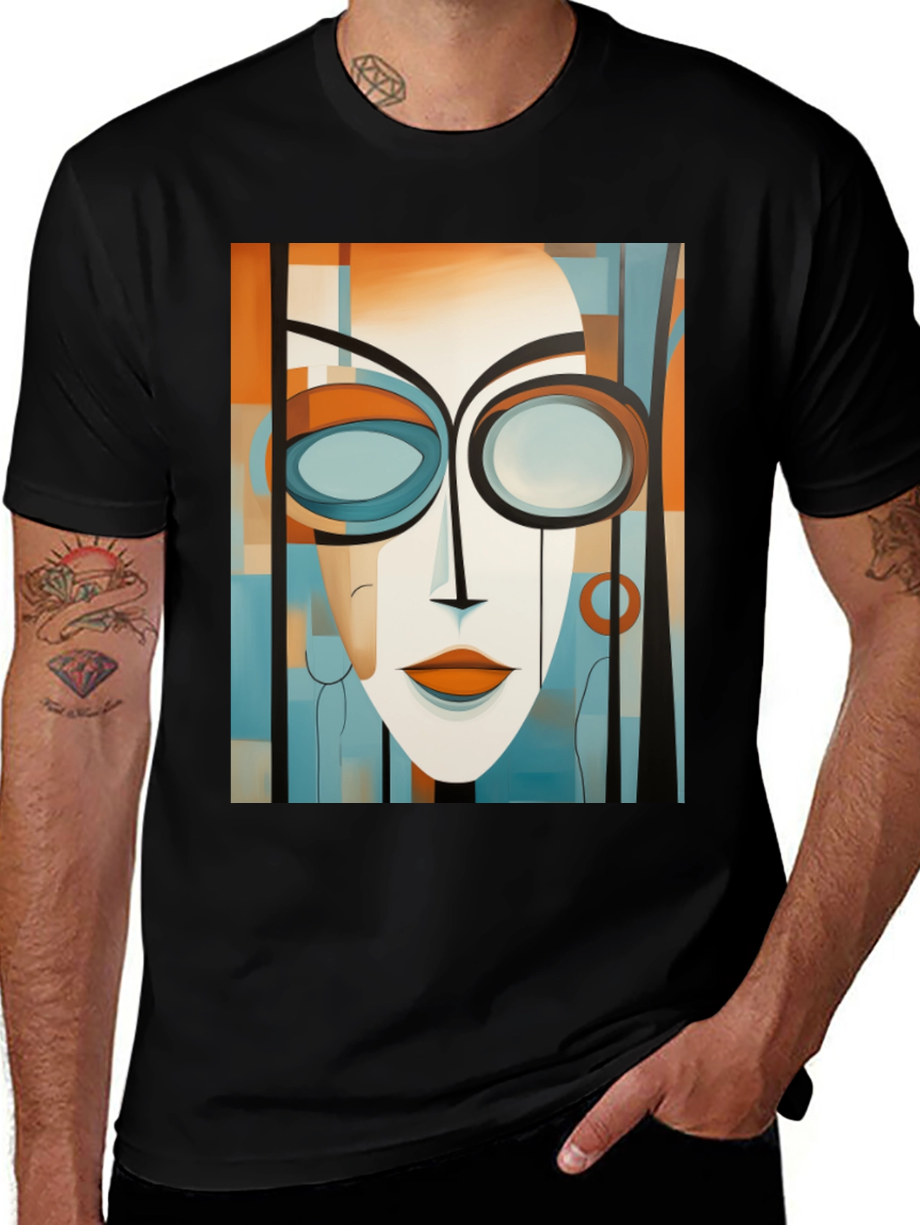 Variant 4 of Abstract Face Graphic Tee - Modern Art Fashion