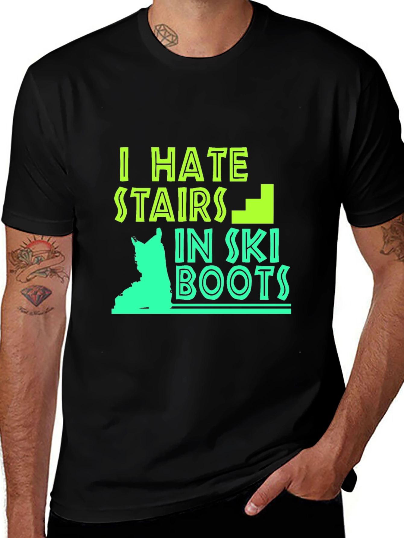 Variant 15 of I Hate Stairs Ski Boots Funny Graphic Tee