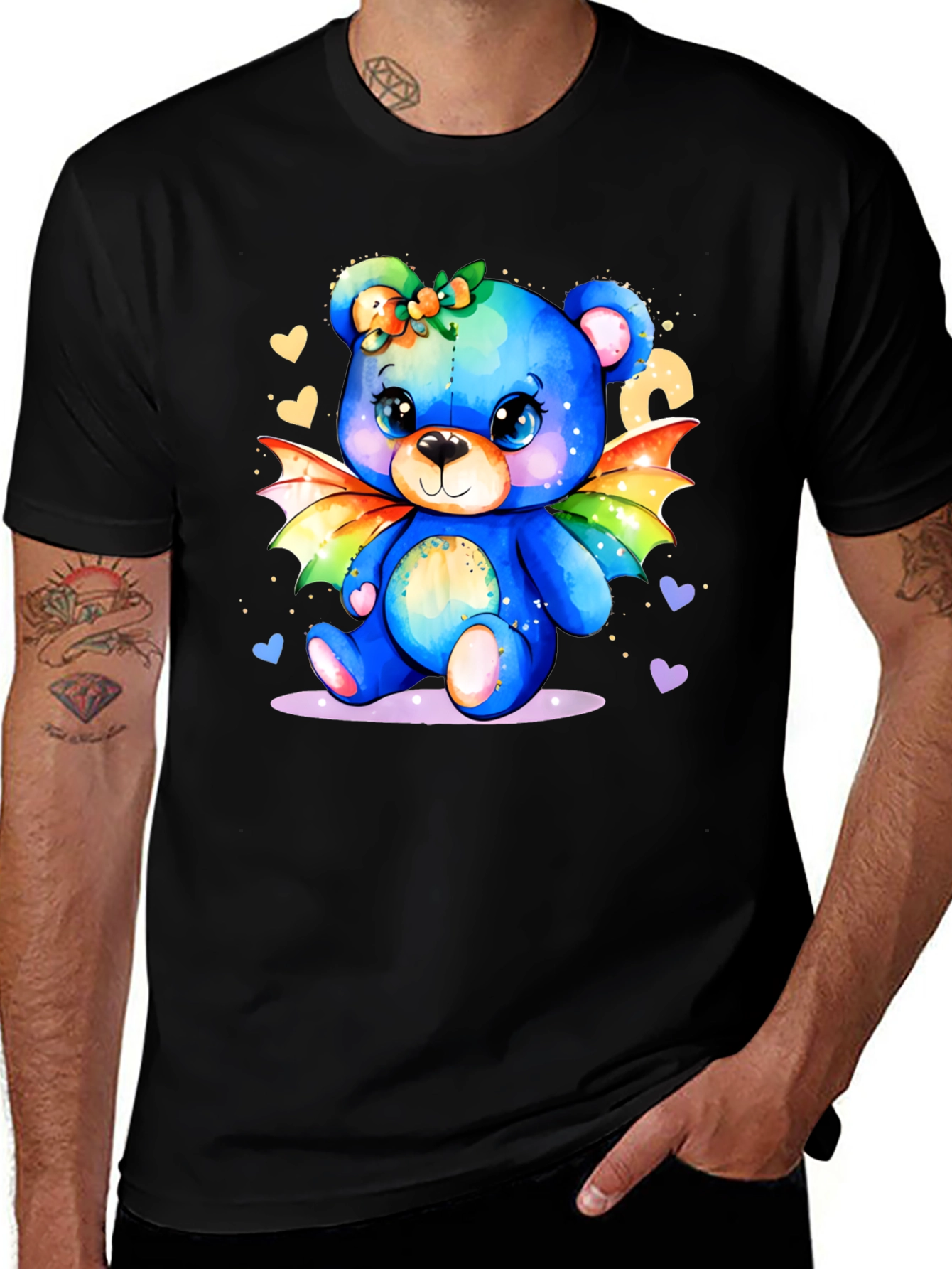 Variant 11 of Cute Bear with Rainbow Wings Graphic T-Shirt