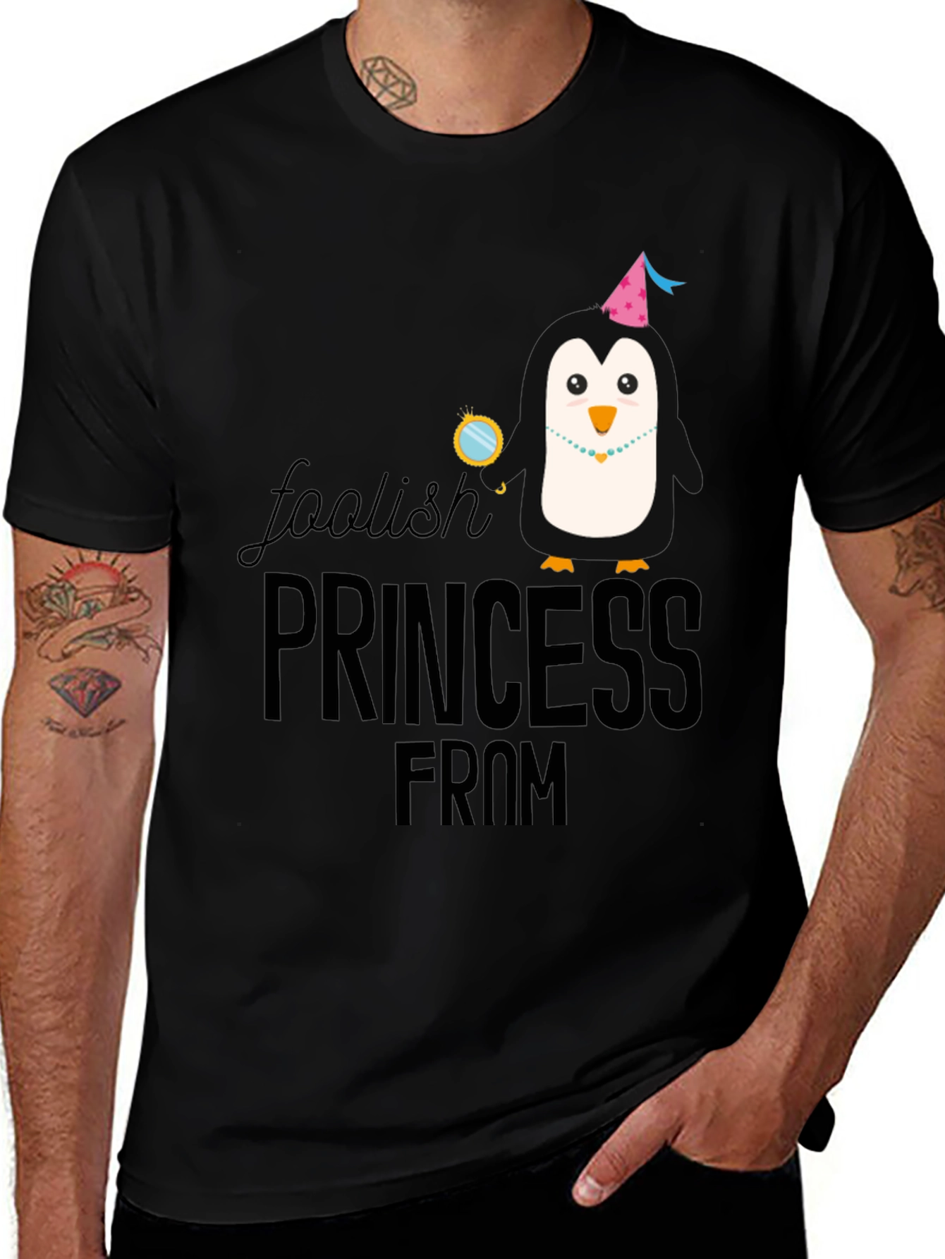 Variant 25 of Foolish Princess Penguin Black T-Shirt