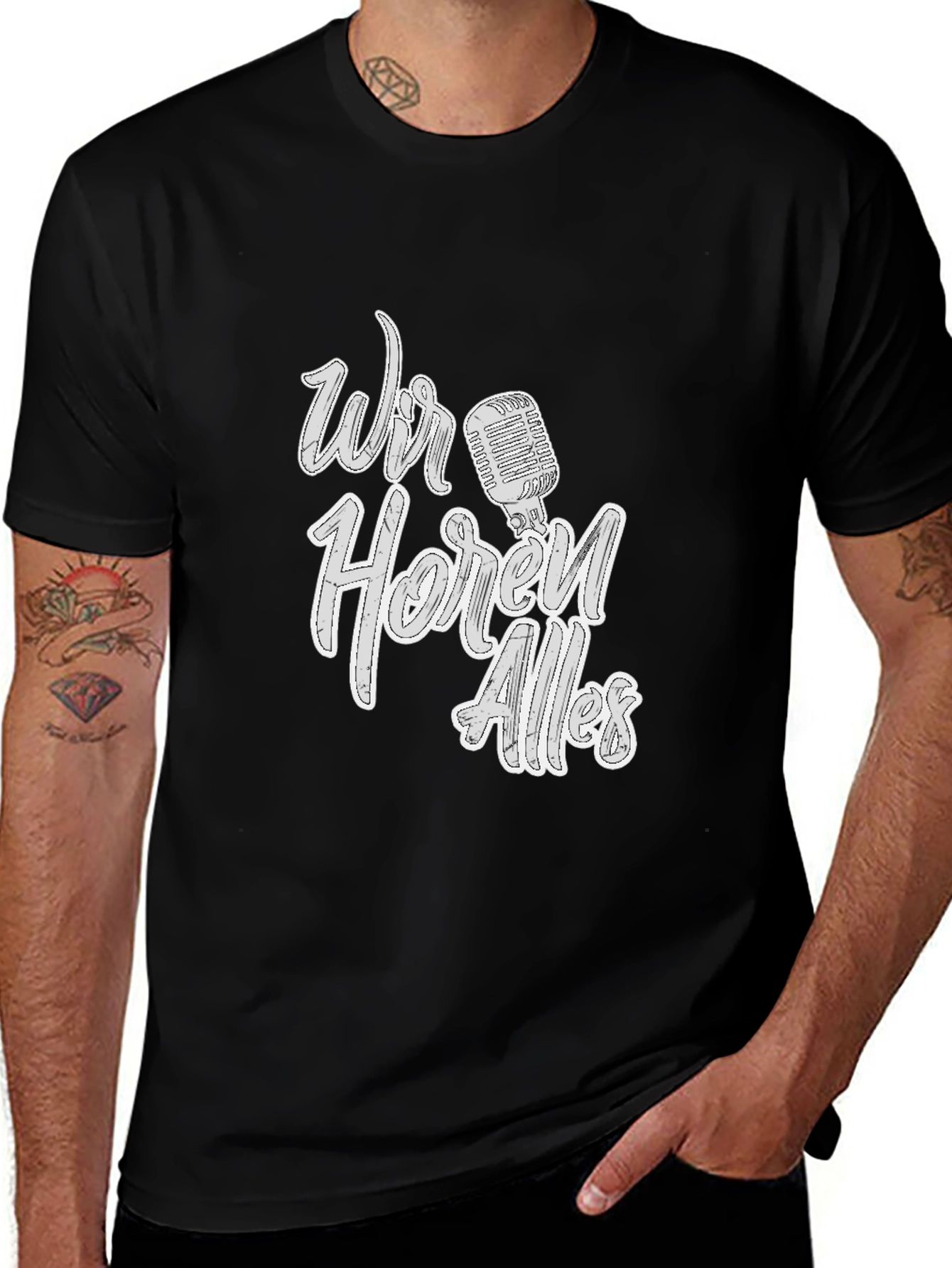 Variant 20 of Wir Horen Alles T-Shirt - Vintage Microphone Tee