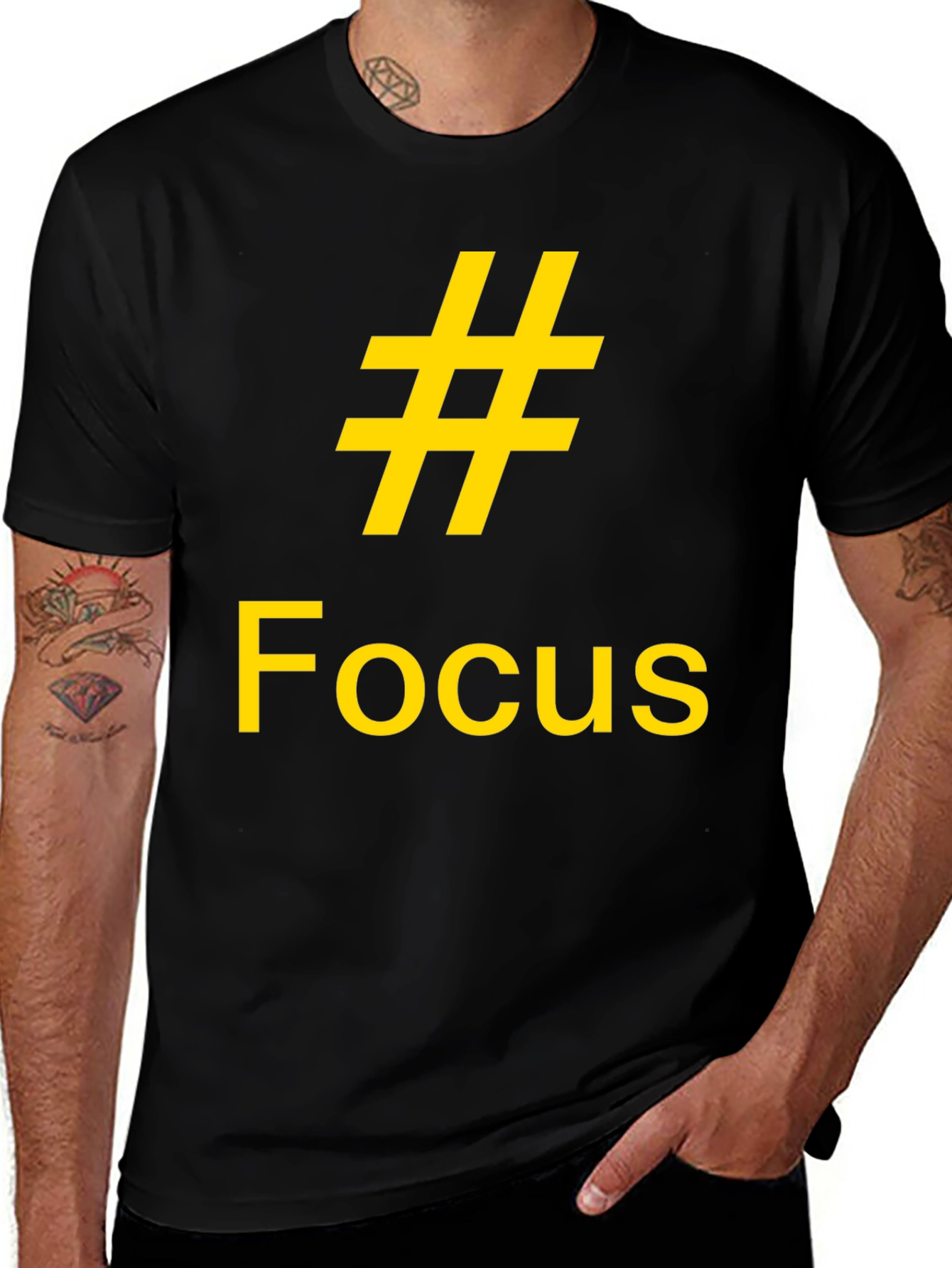 Variant 7 of Focus Hashtag Graphic Tee - Mens Black T-Shirt