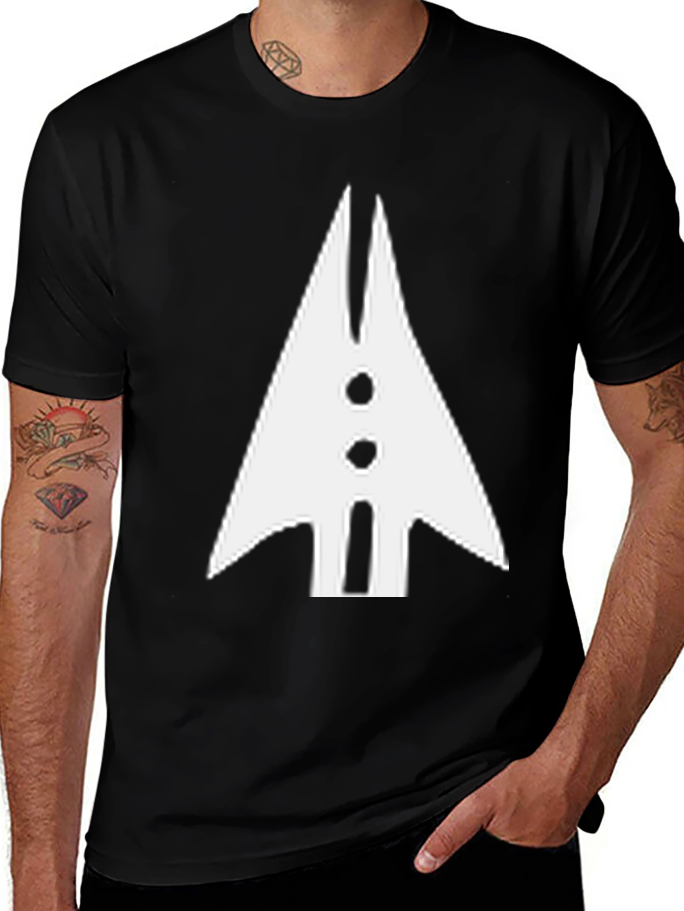 Variant 24 of Modern Graphic Tee - Spearhead Design Black Cotton