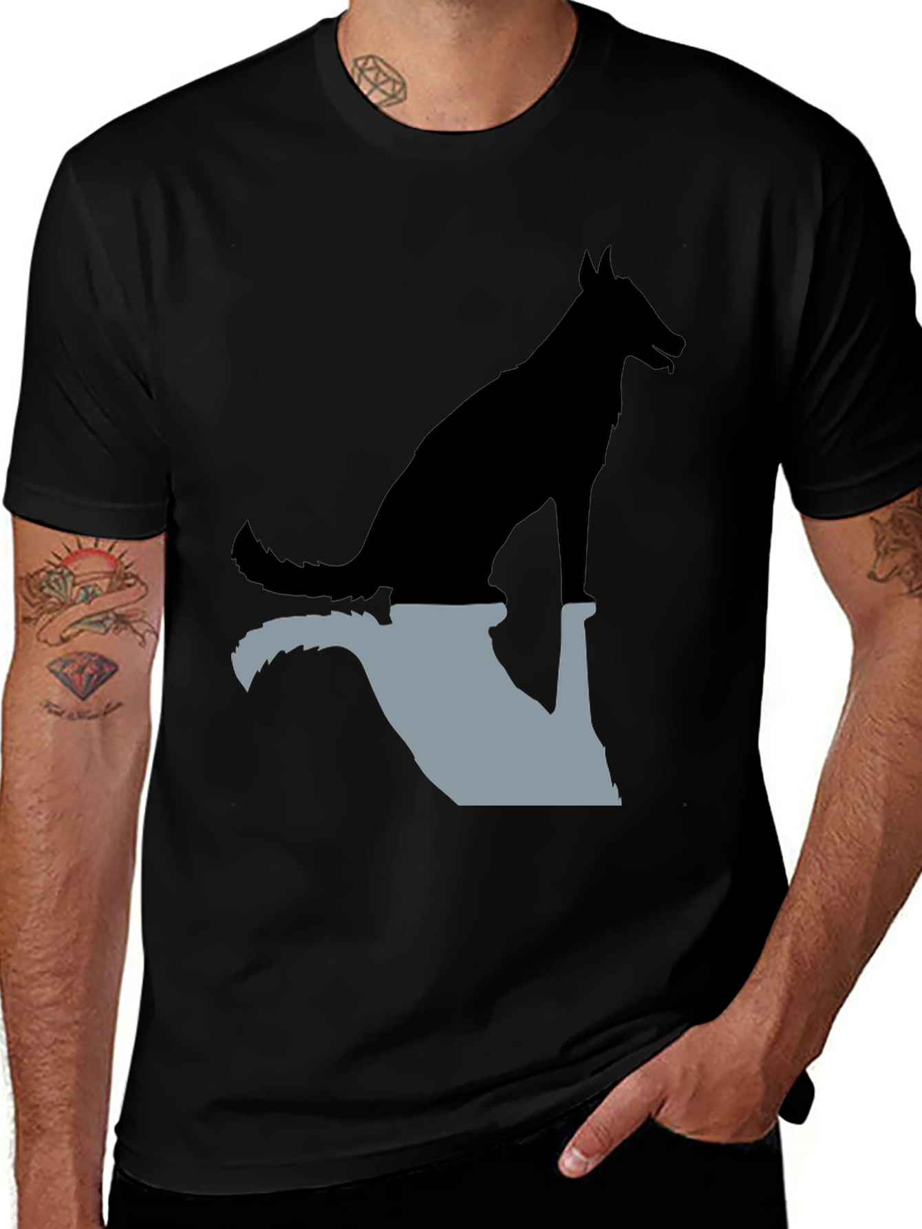 Variant 27 of Dog Silhouette Graphic Tee - Stylish Black Shirt