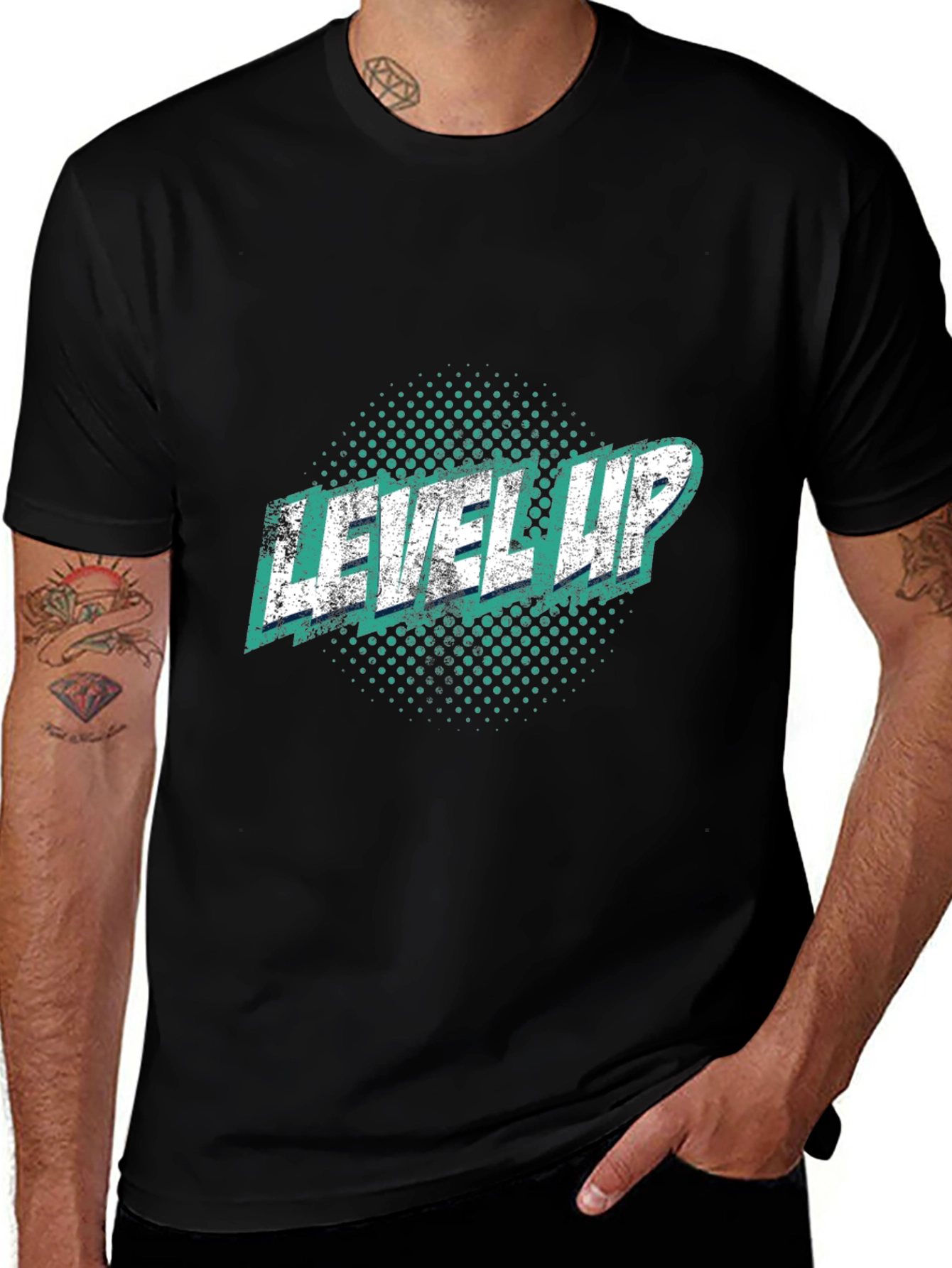 Variant 29 of Level Up Graphic Tee - Gamer Style Black T-Shirt