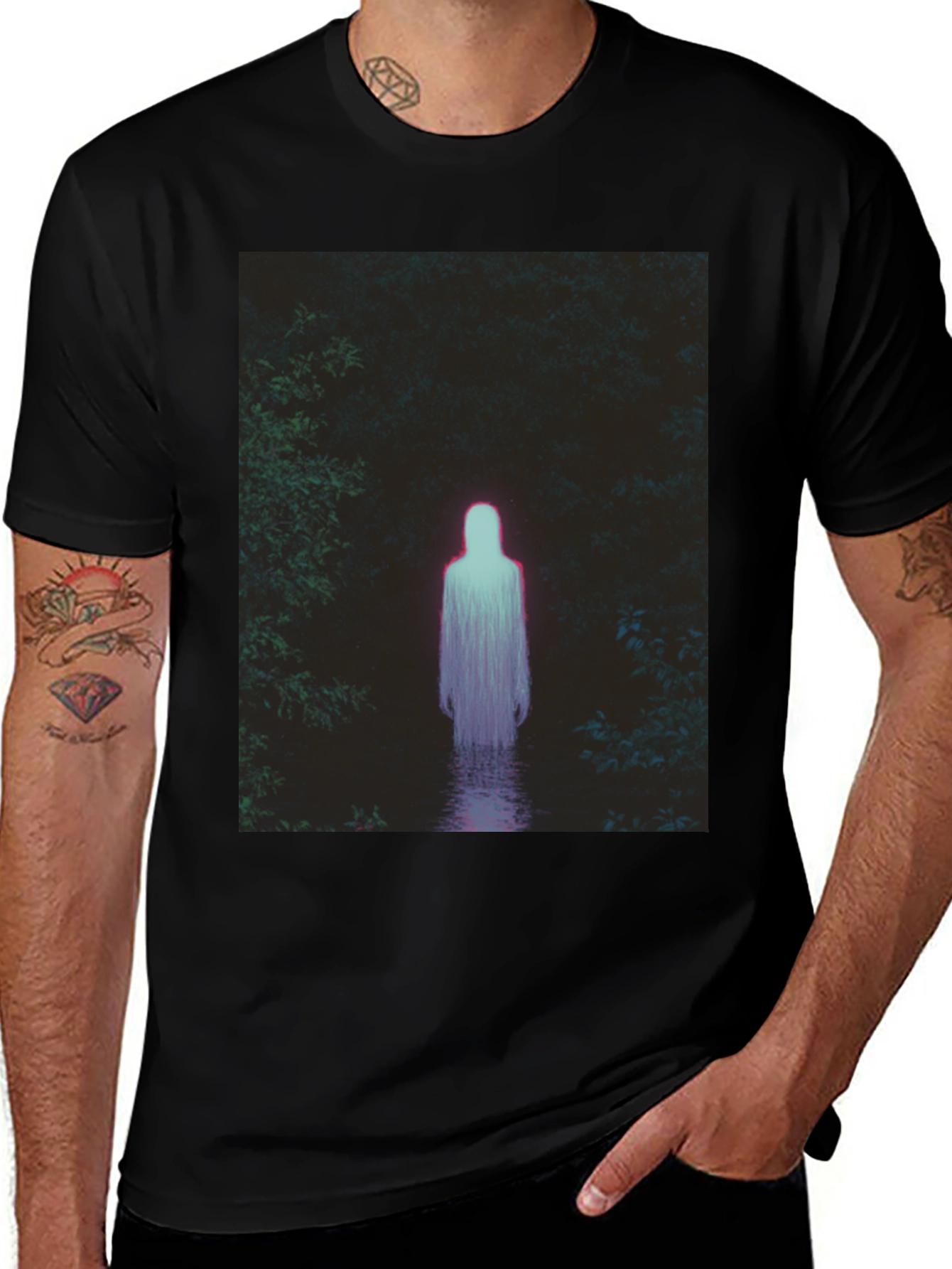 Variant 7 of Ethereal Being Graphic Black T-Shirt