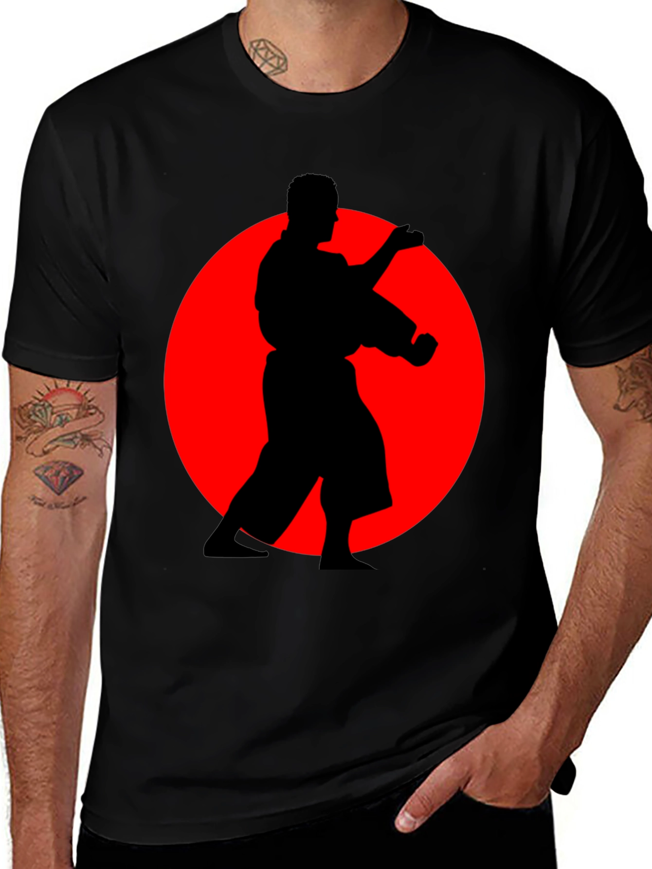Variant 28 of Karate Silhouette Black T-Shirt - Martial Arts Tee