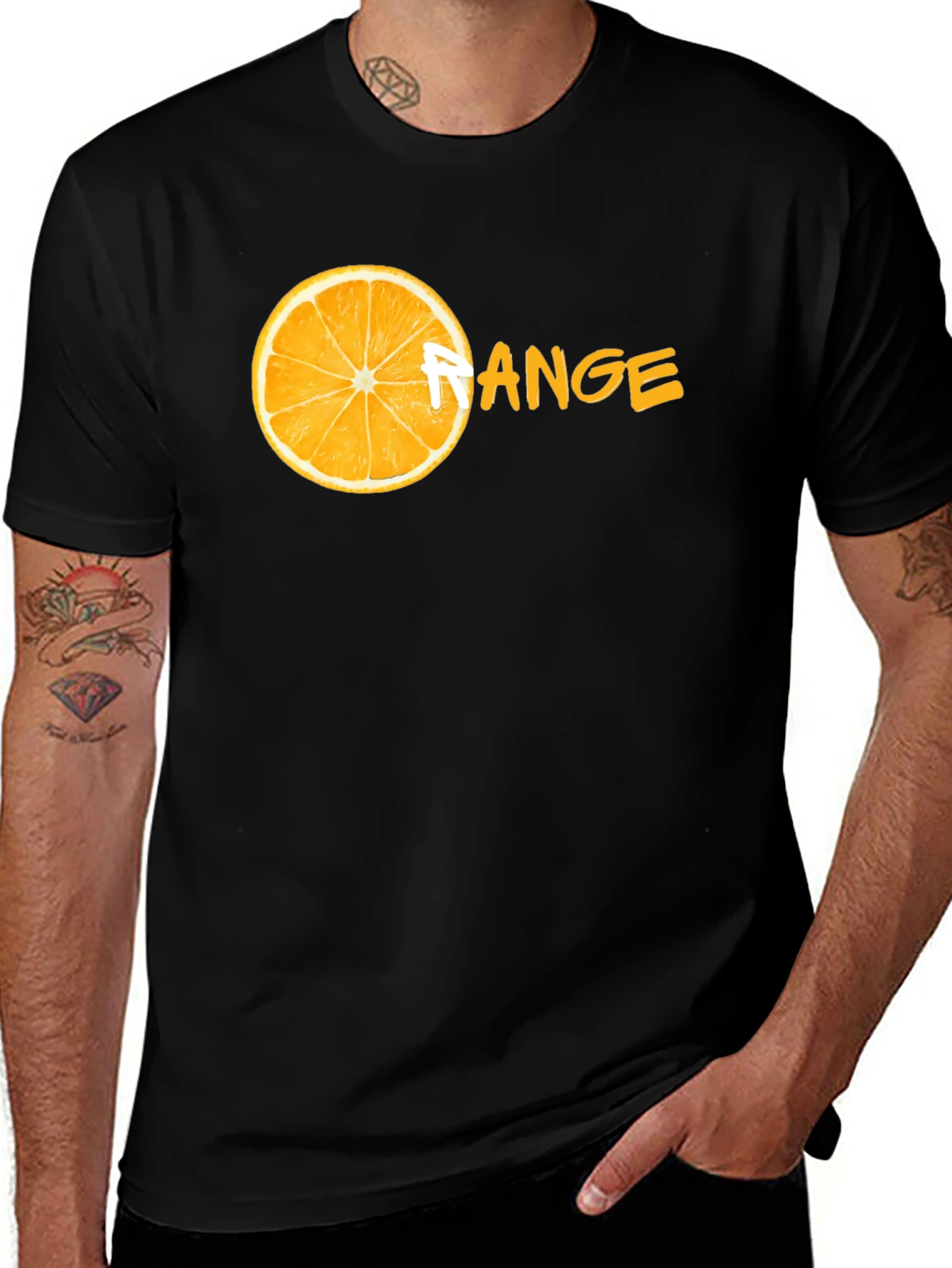 Variant 21 of Orange Range Black T-Shirt - Fruit Graphic Tee