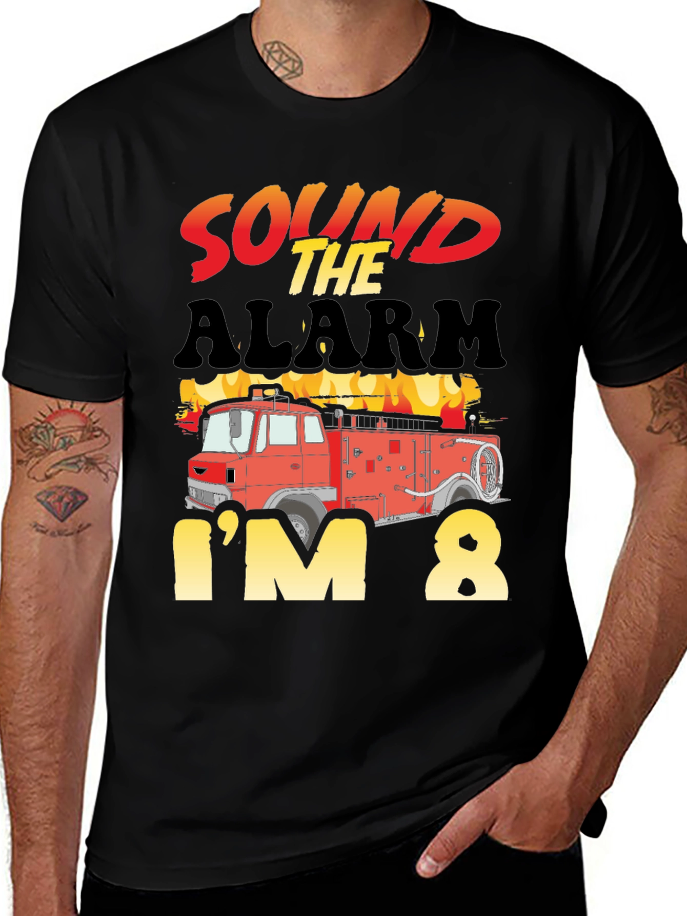 Variant 17 of Sound the Alarm I'm 8 Birthday Fire Truck T-Shirt