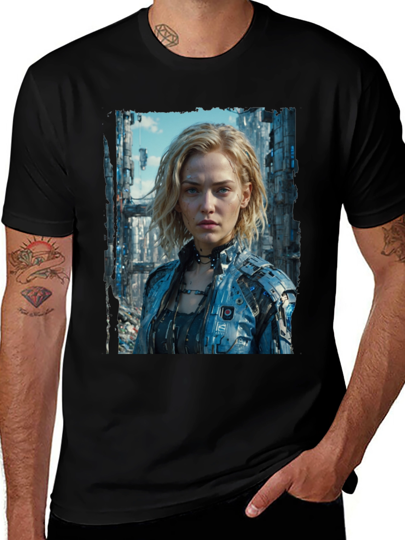 Variant 5 of Sci-Fi Woman Graphic Black T-Shirt