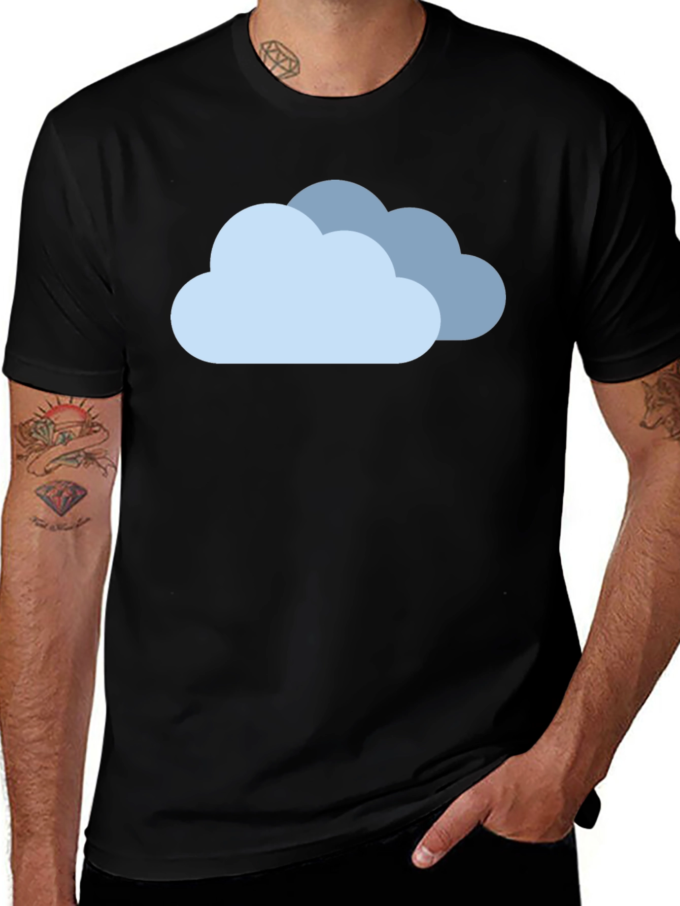 Variant 7 of Cloud Graphic Black T-Shirt - Weather Theme Tee