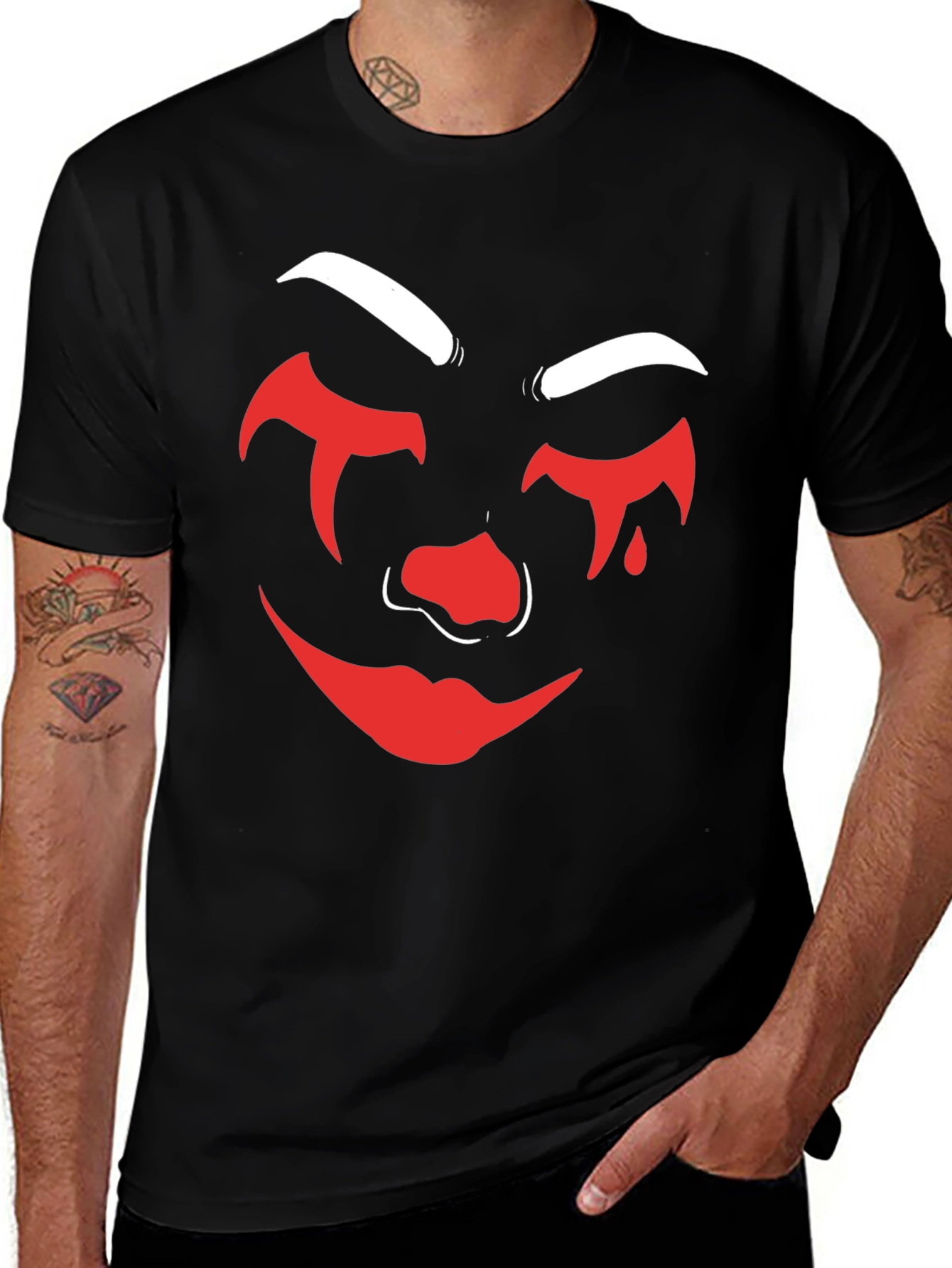Variant 29 of Creepy Clown Face Graphic Tee - Black