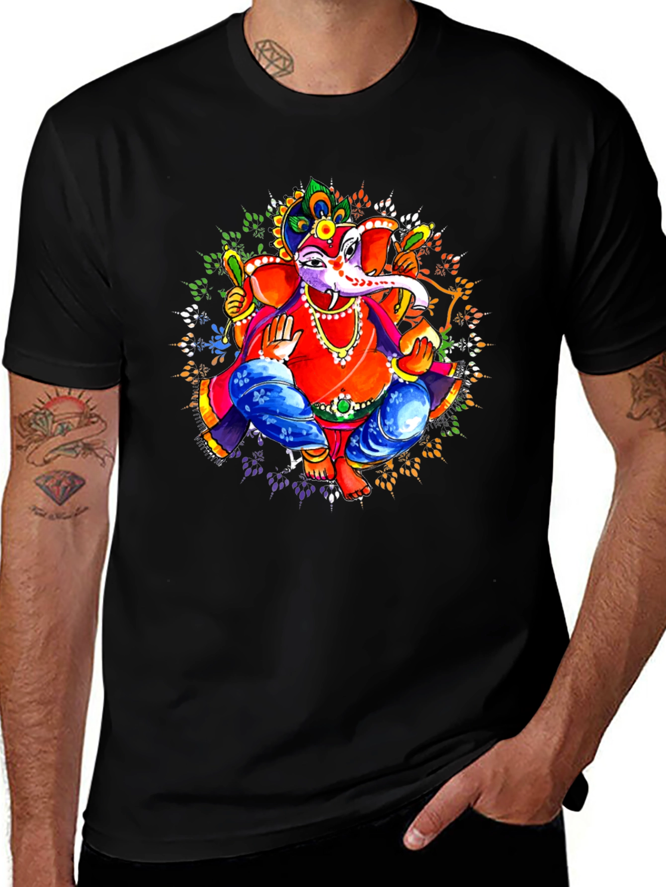 Ganesha Graphic Tee - Vibrant Hindu God T-Shirt
