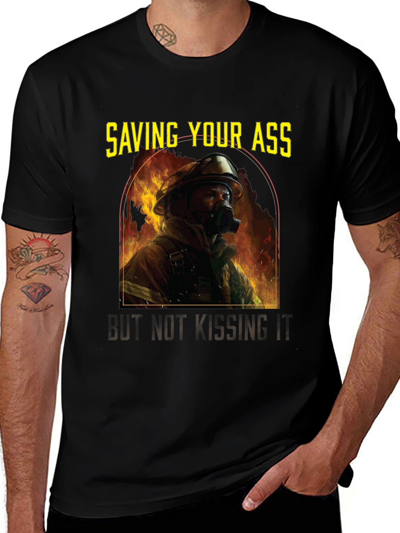Variant 17 of Saving Your Ass T-Shirt - Firefighter Graphic Tee