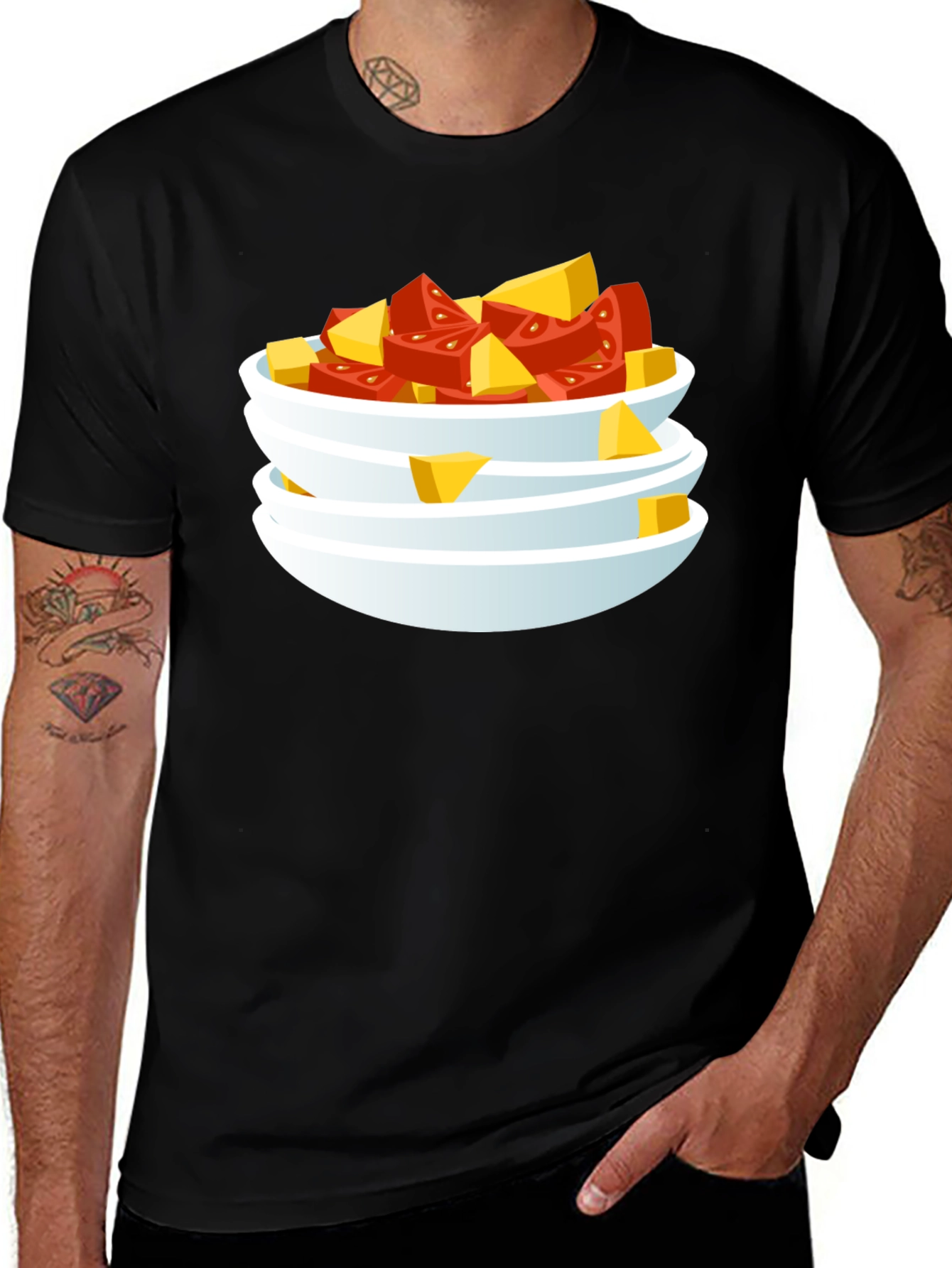 Variant 27 of Fruit Salad T-Shirt - Black Cotton Tee