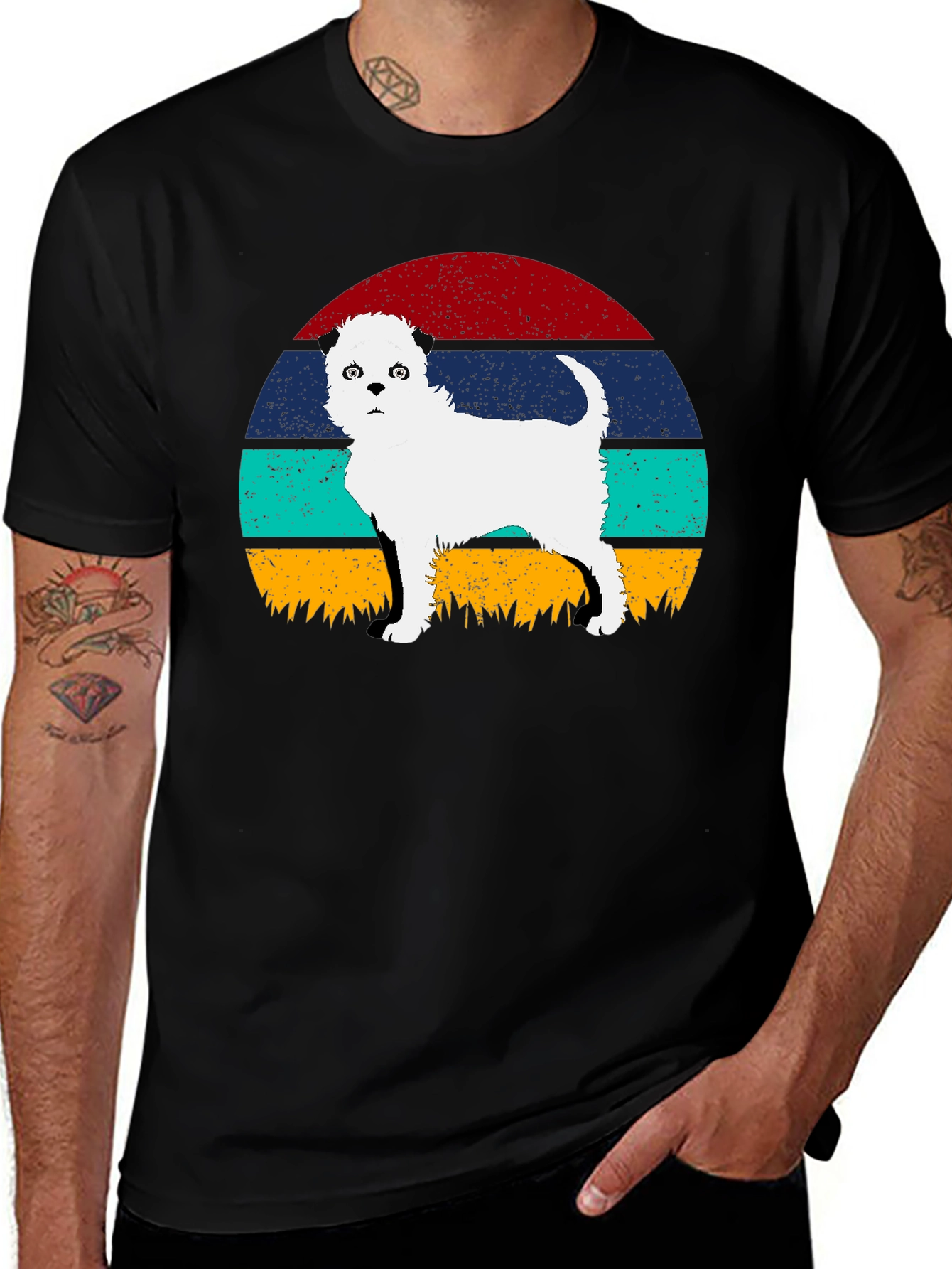 Variant 28 of Retro Dog Sunset Graphic Tee