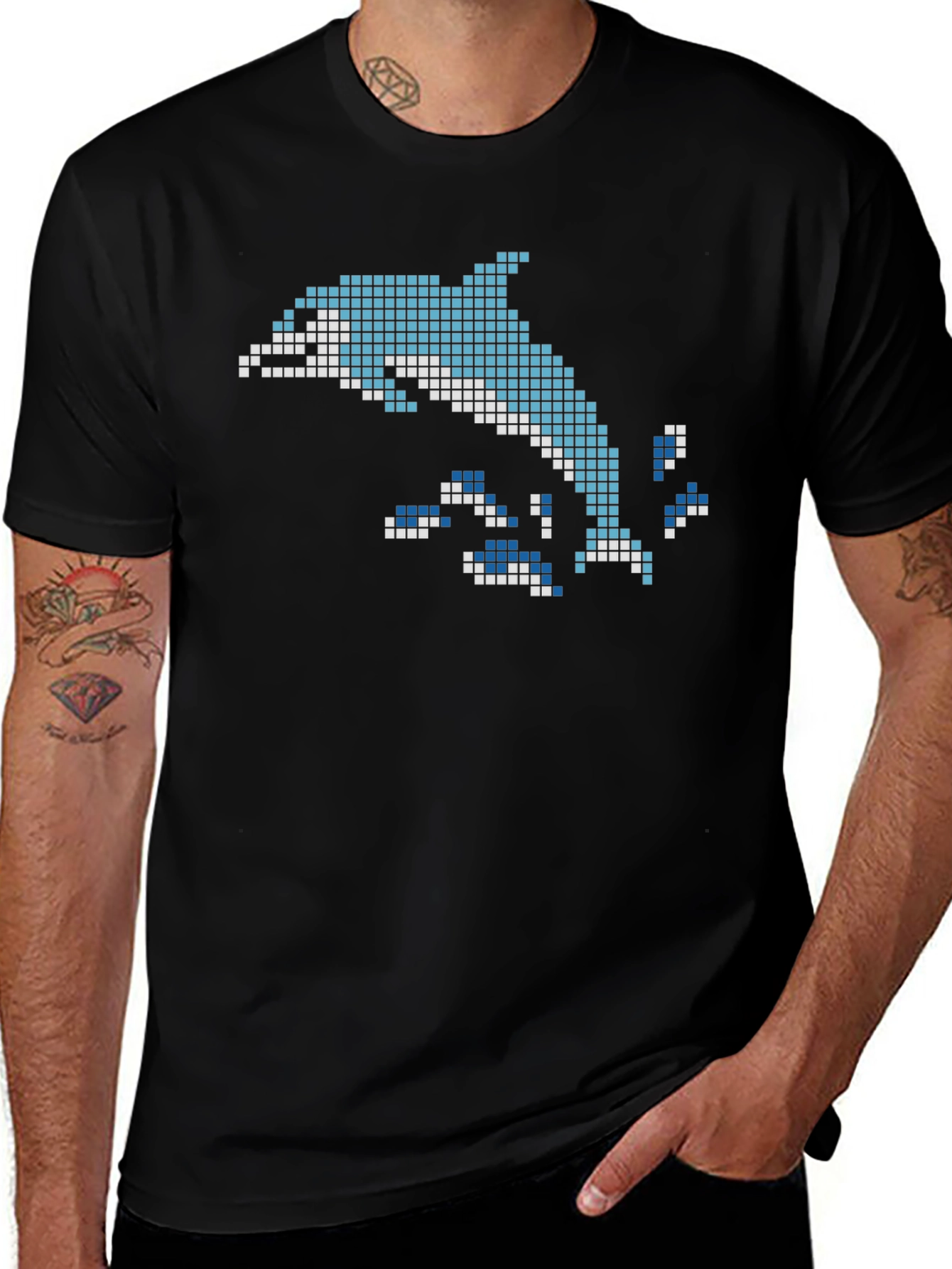 Variant 21 of Retro Pixel Dolphin Graphic T-Shirt