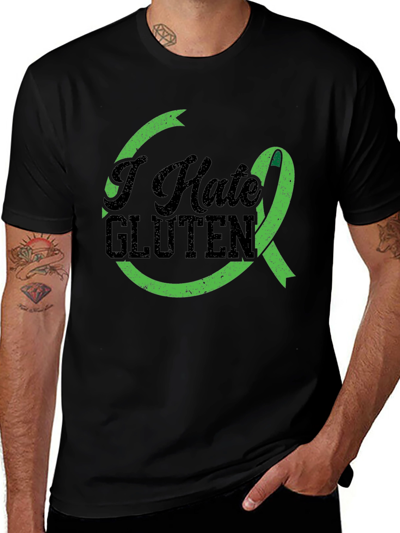 I Hate Gluten Awareness T-Shirt - Black