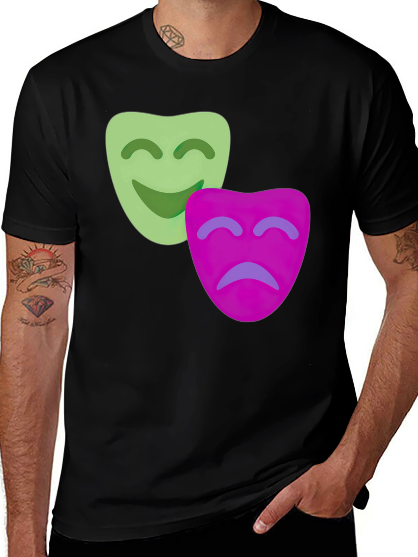 Drama Masks Graphic T-Shirt - Comedy and Tragedy Tee