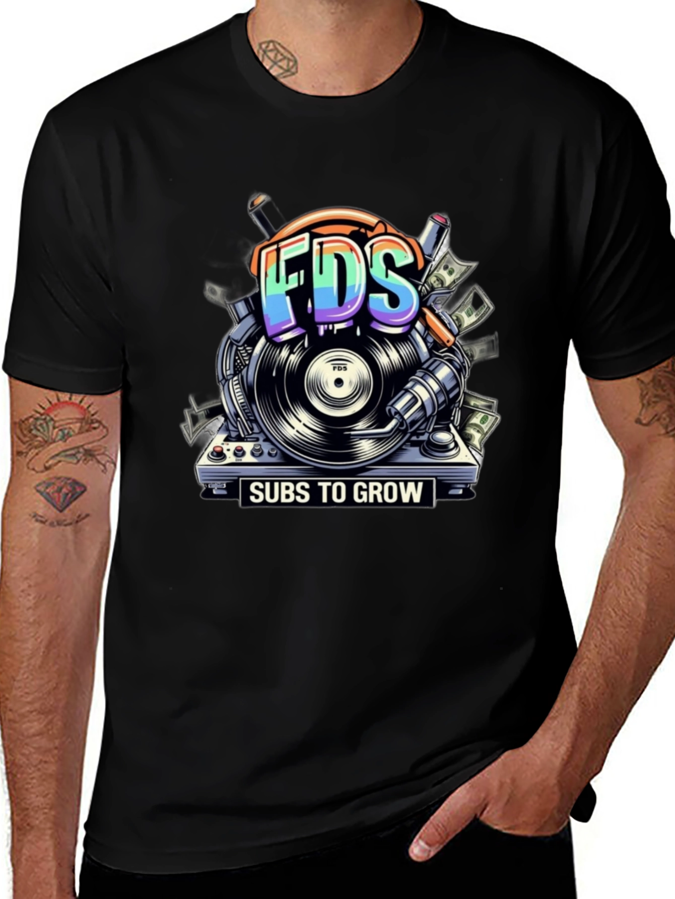 Variant 21 of FDS Subs To Grow Black Graphic Tee