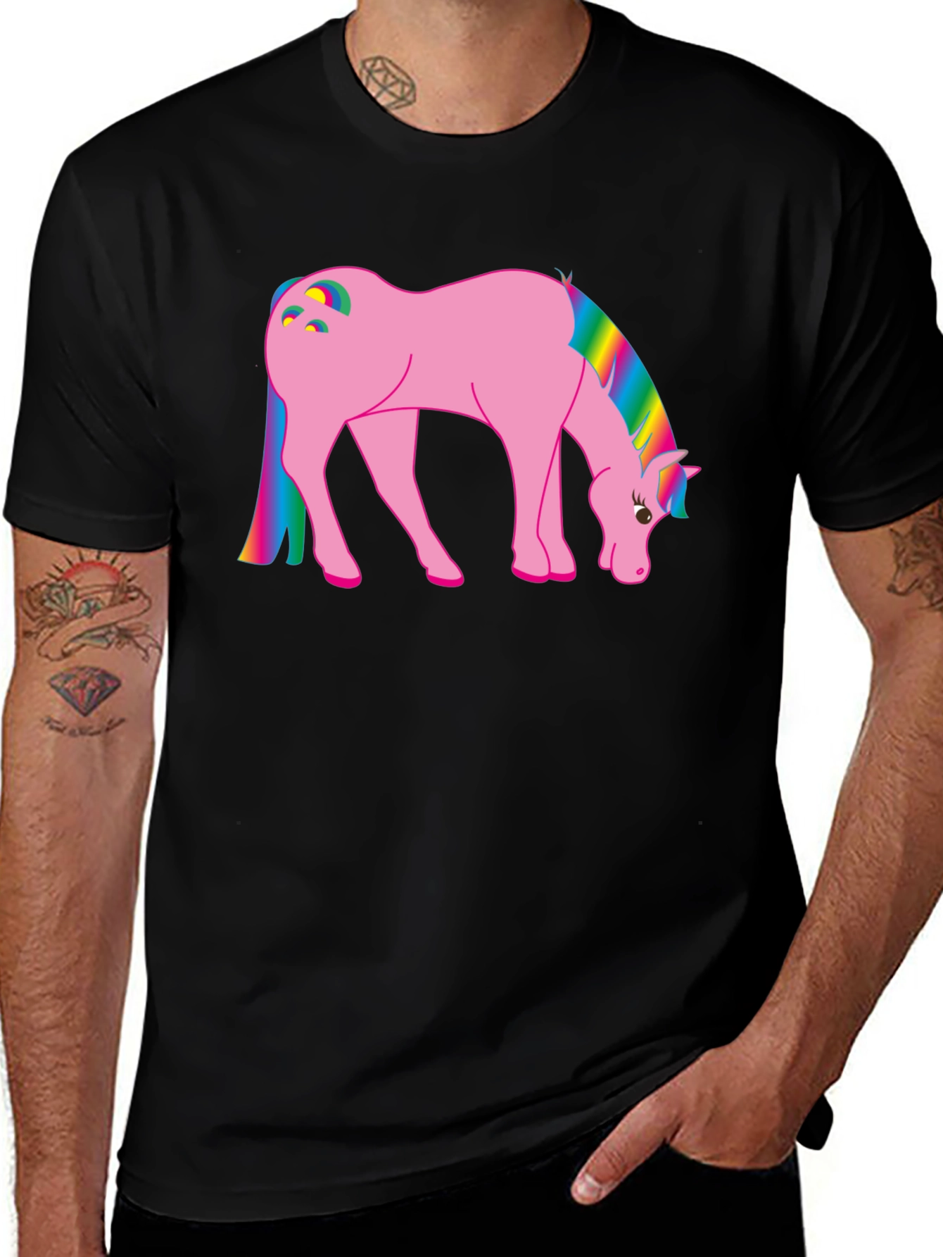 Variant 17 of Rainbow Pony Graphic T-Shirt - Black