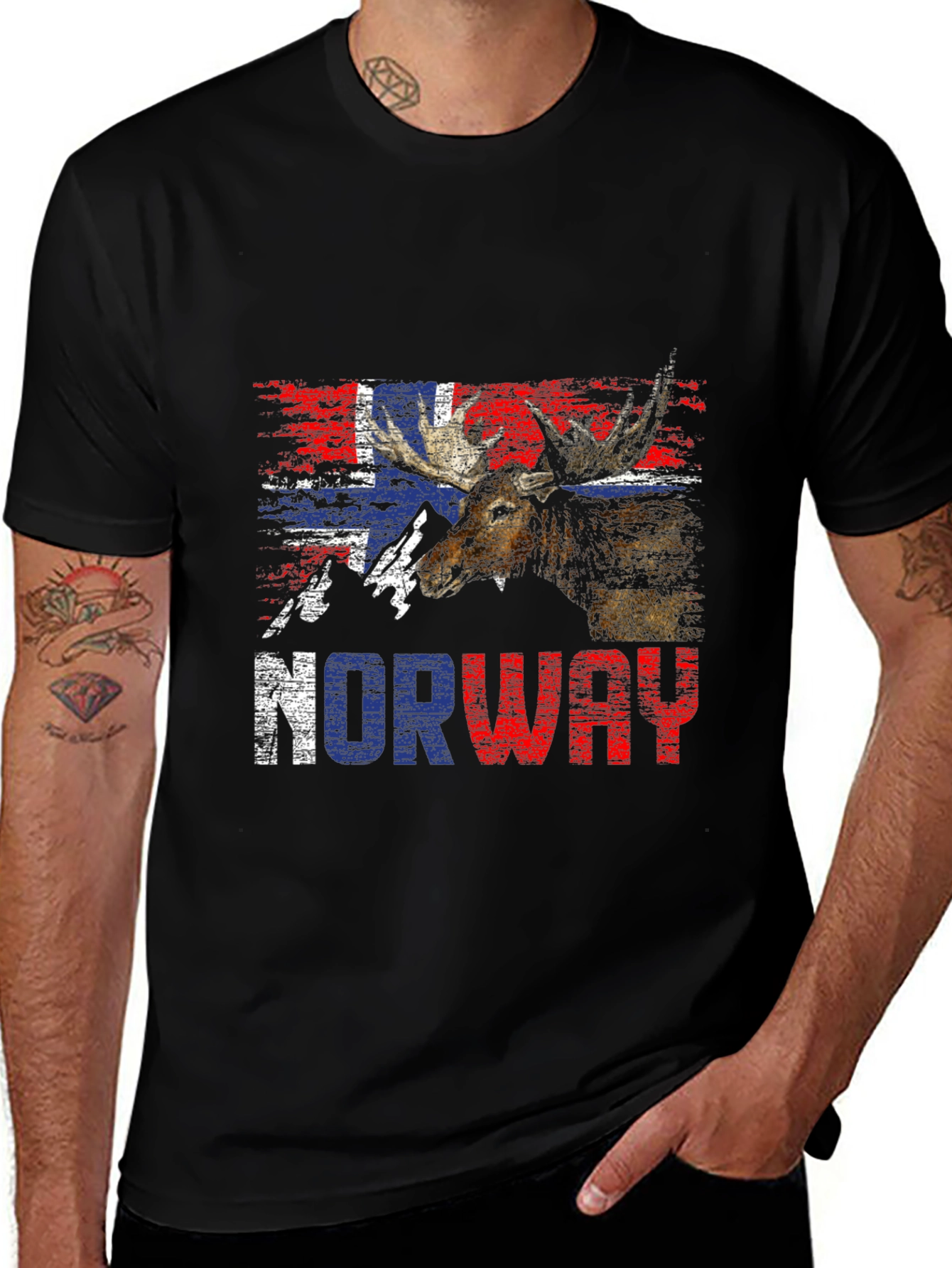 Norway Flag Moose Graphic T-Shirt