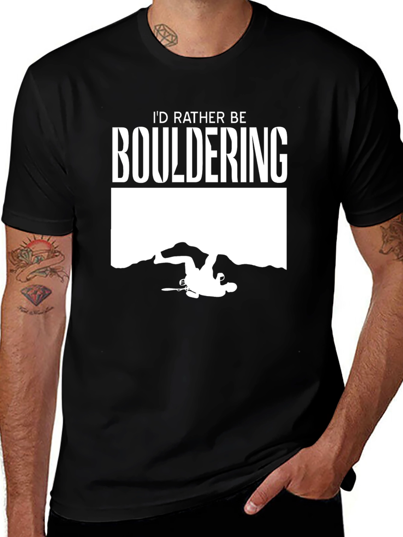 Variant 8 of I'd Rather Be Bouldering Black Graphic T-Shirt