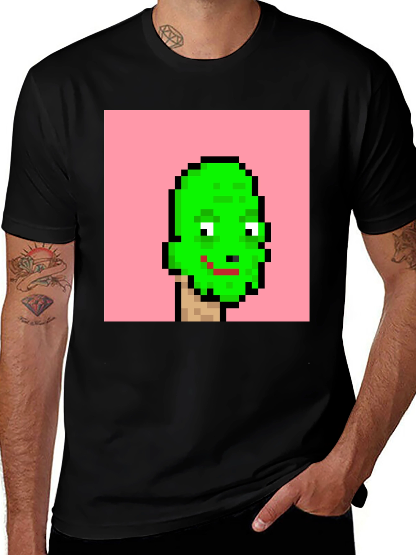 Variant 10 of Pixel Art Green Face Graphic T-Shirt - Soft Cotton Tee