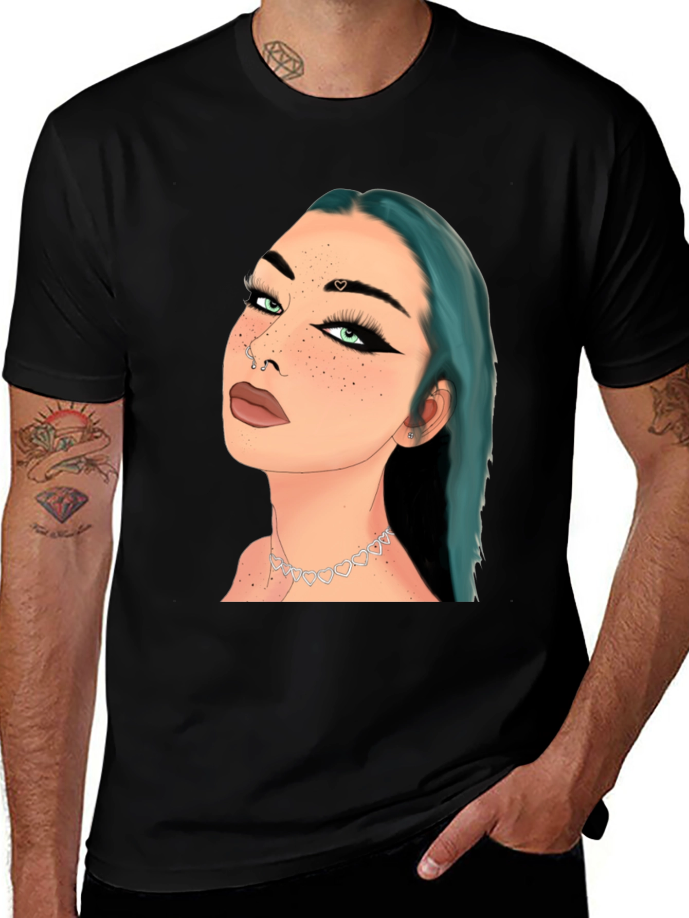 Variant 16 of Artsy Woman Graphic Tee - Black Cotton Blend Shirt