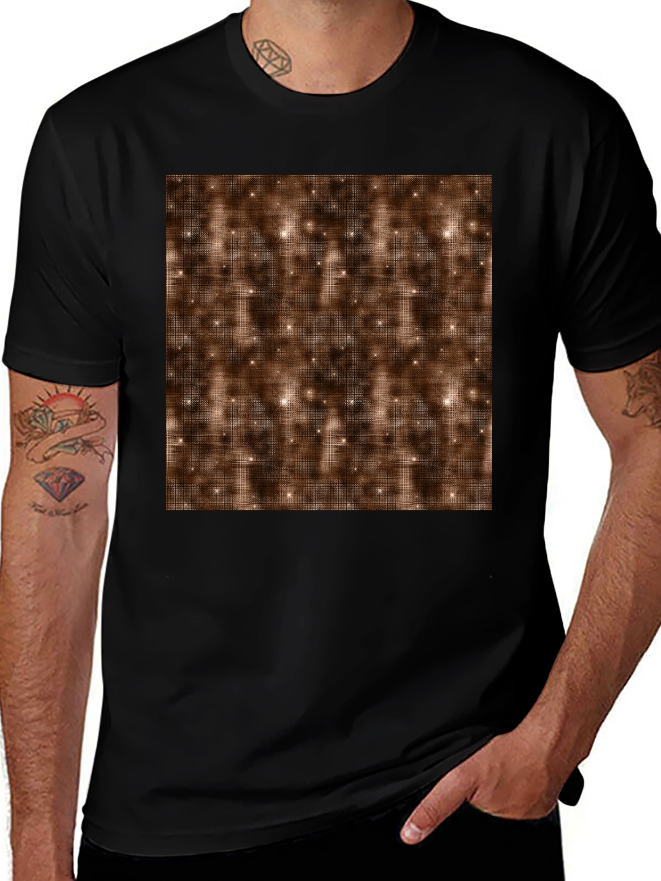 Variant 27 of Abstract Brown Pattern Crew Neck T-Shirt