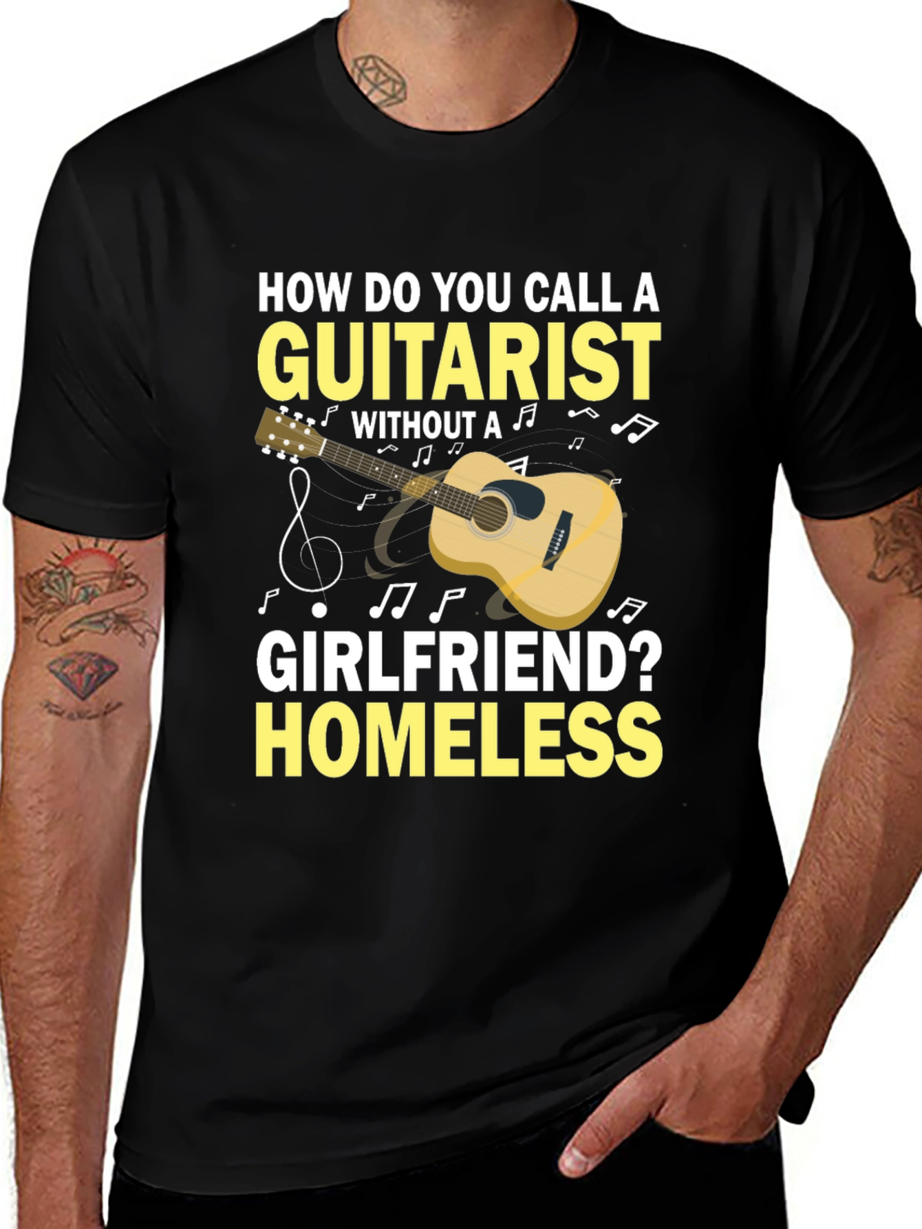 Variant 18 of Guitarist Homeless Joke Graphic T-Shirt