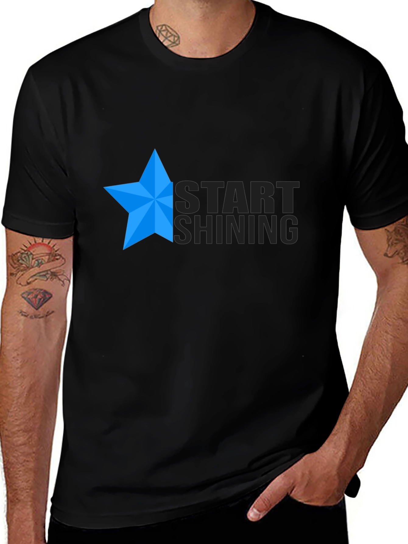 Variant 30 of Start Shining Graphic Tee - Black Cotton T-Shirt