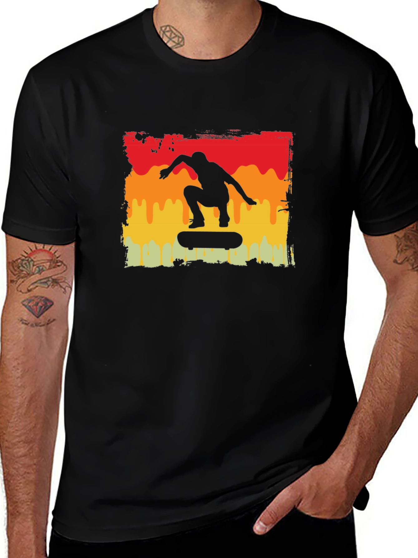 Variant 12 of Skateboarding Silhouette Graphic Tee - Retro Style