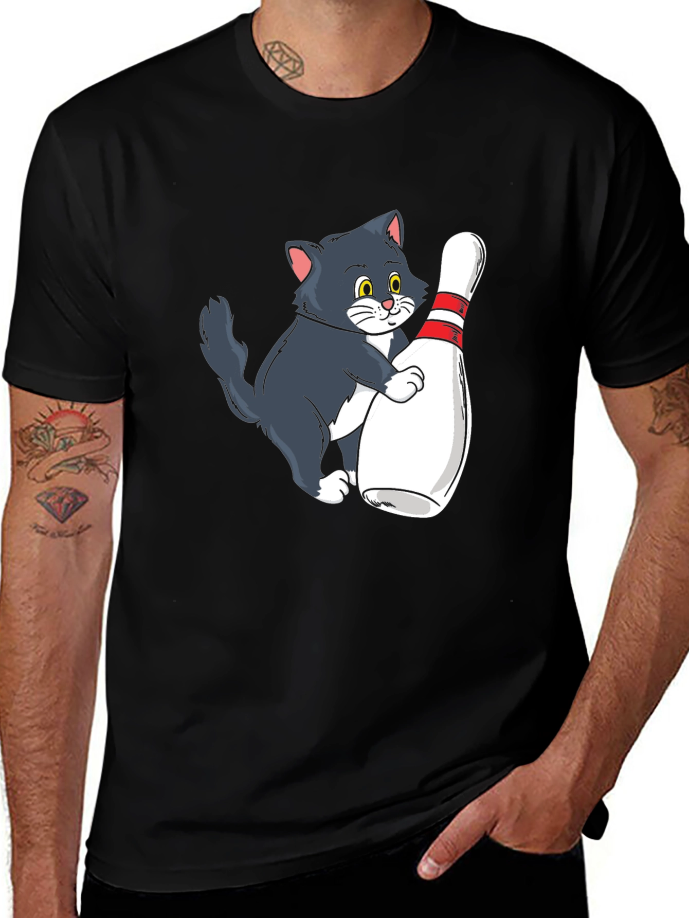Variant 17 of Cute Cat Bowling T-Shirt - Unisex Graphic Tee