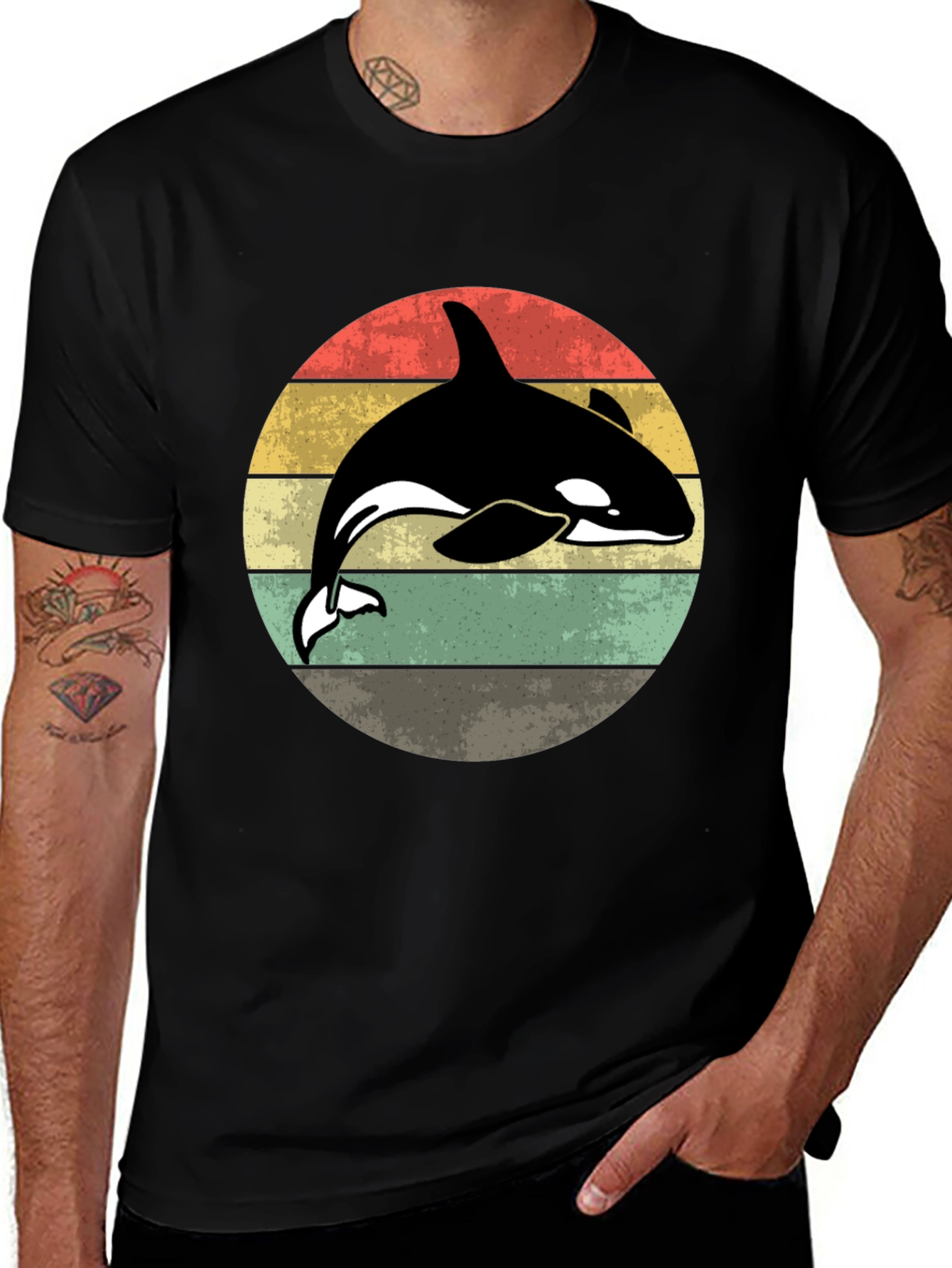 Variant 28 of Retro Orca Whale T-Shirt Vintage Style Killer Whale Tee