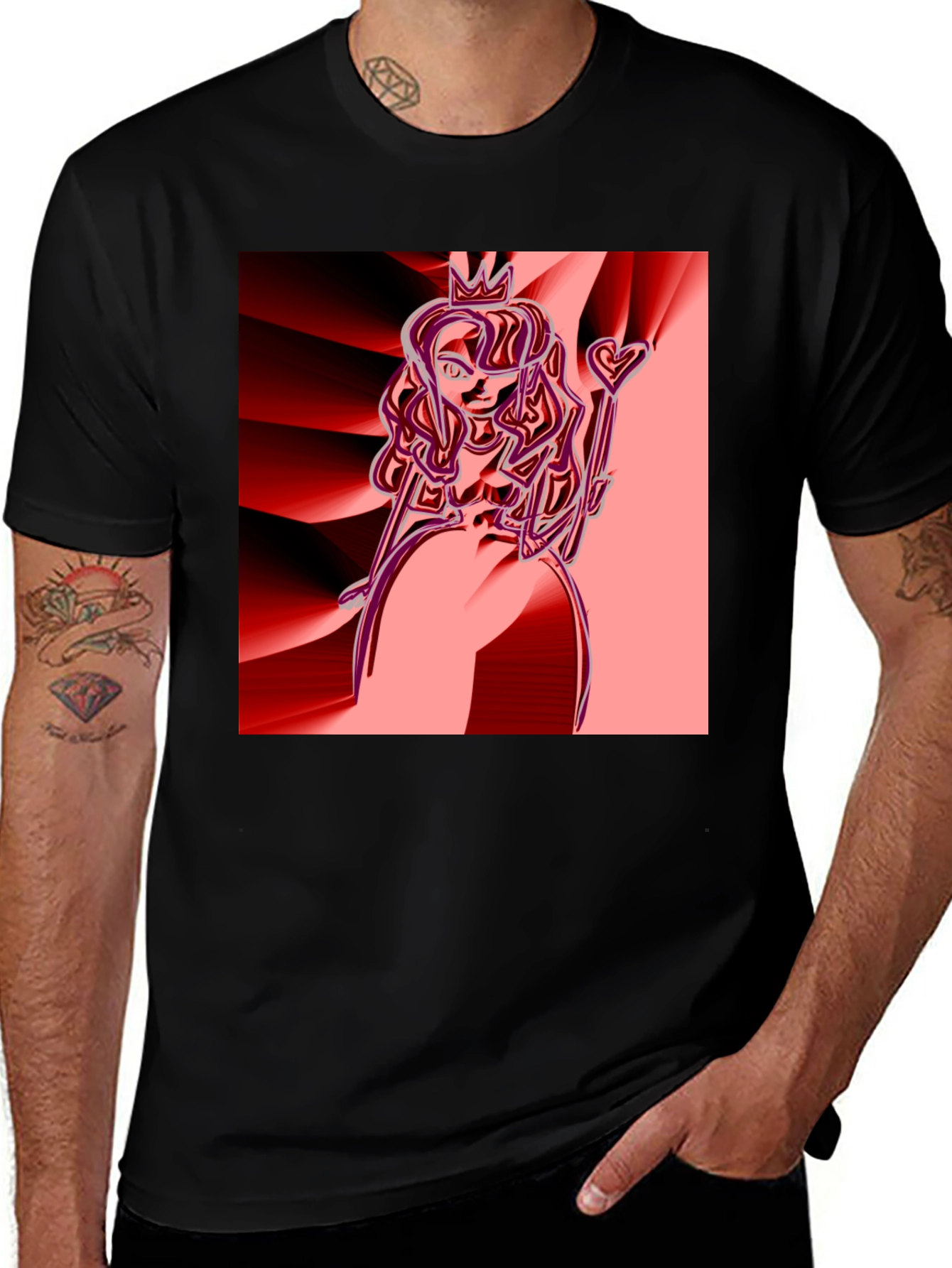Queen of Hearts Graphic Tee - Black