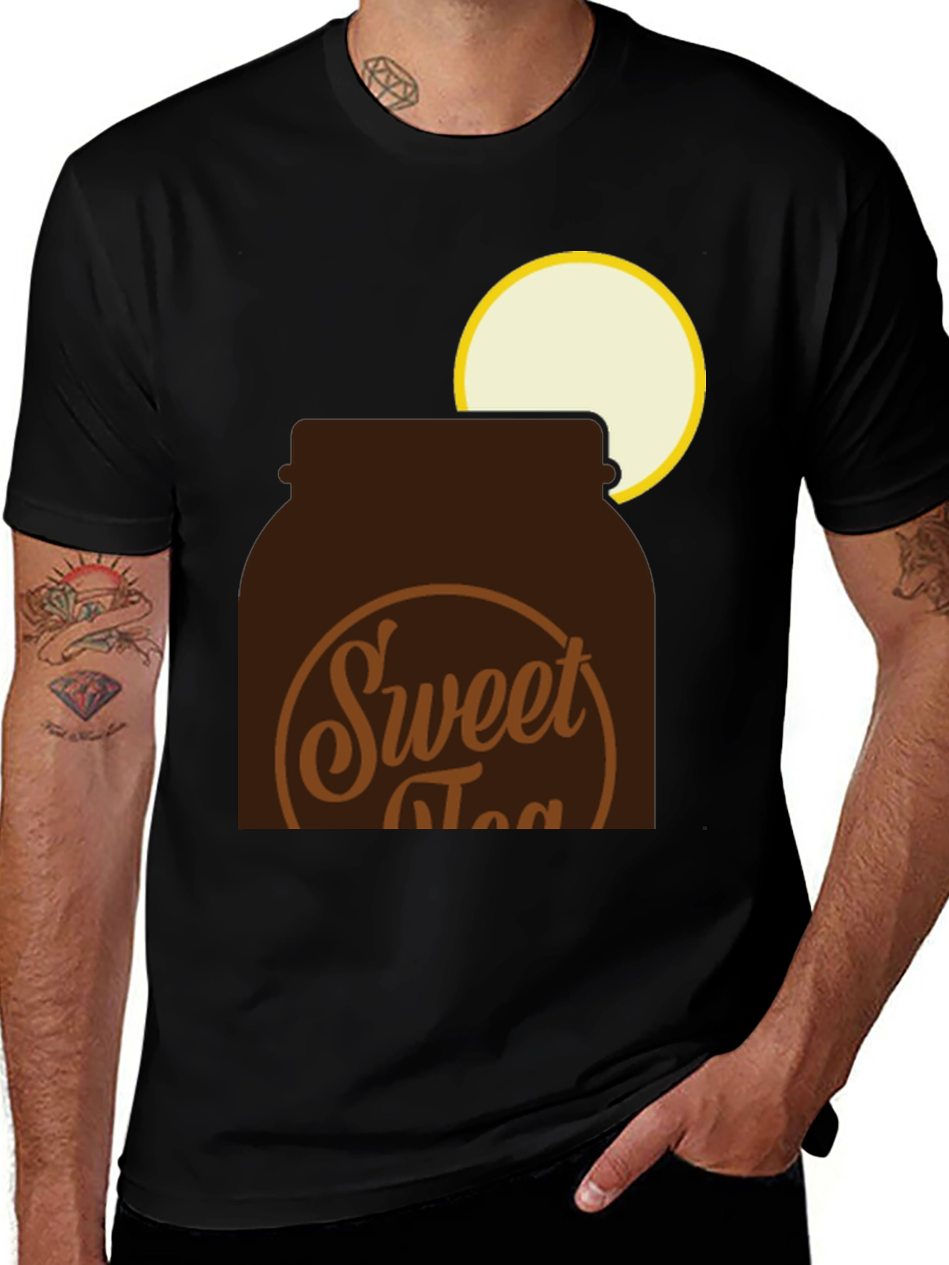 Variant 6 of Sweet Tea Jar Graphic Tee - Black Cotton T-Shirt