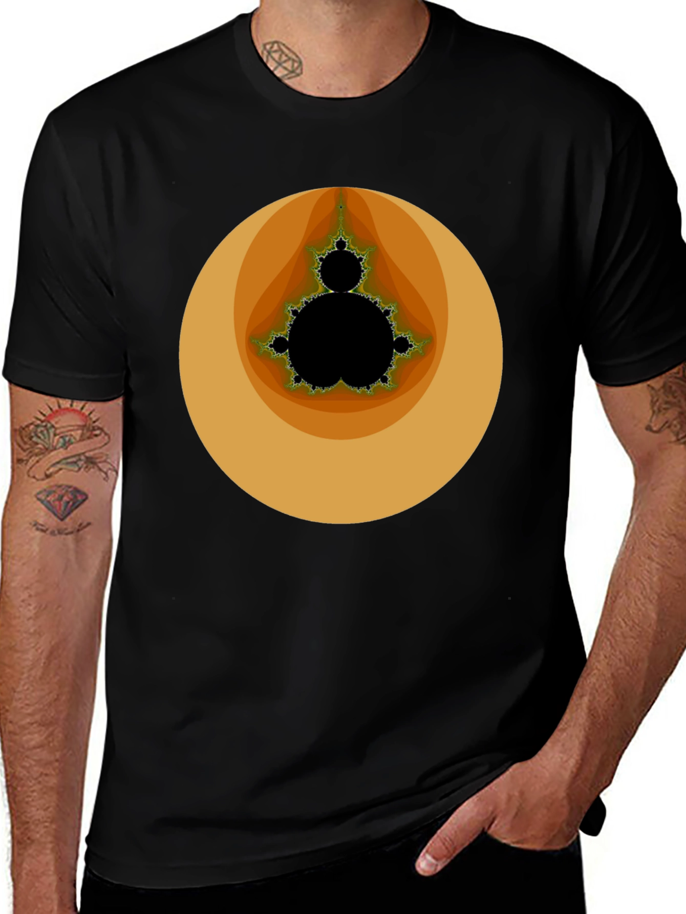 Variant 8 of Mandelbrot Set Graphic Tee - Black Cotton T-Shirt