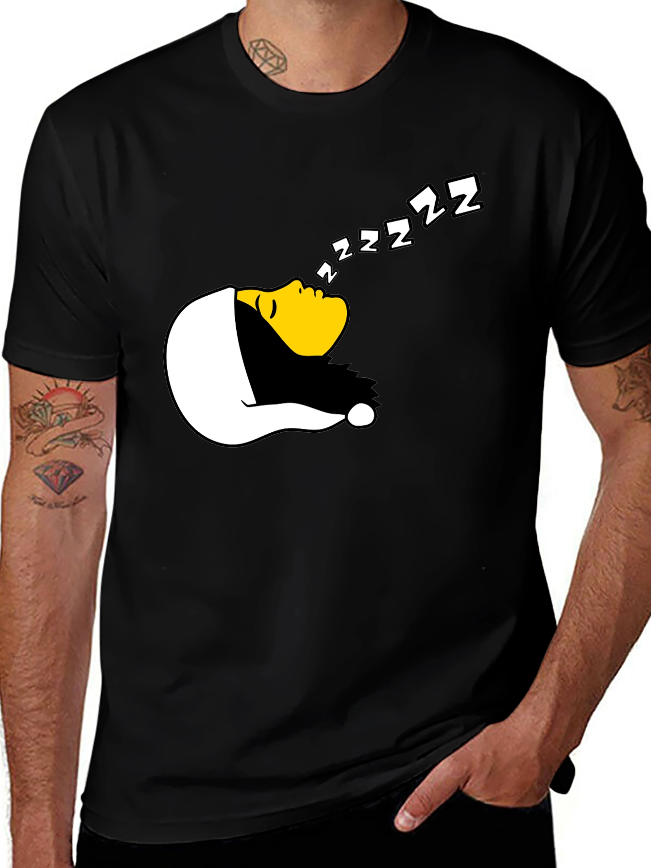 Variant 21 of Funny Sleeping Graphic T-Shirt - Black