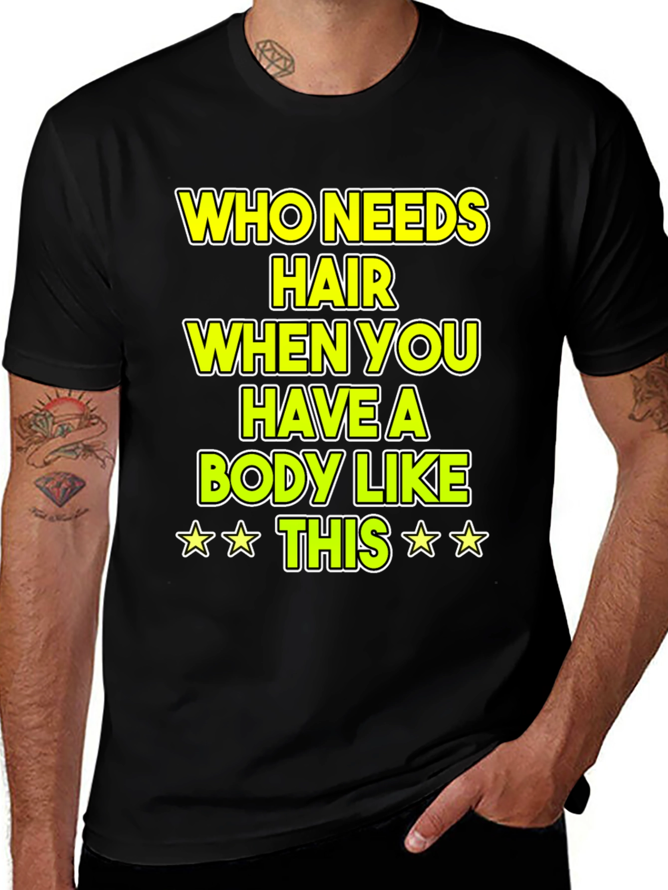 Variant 18 of Funny Bald Guy T-Shirt - Who Needs Hair?