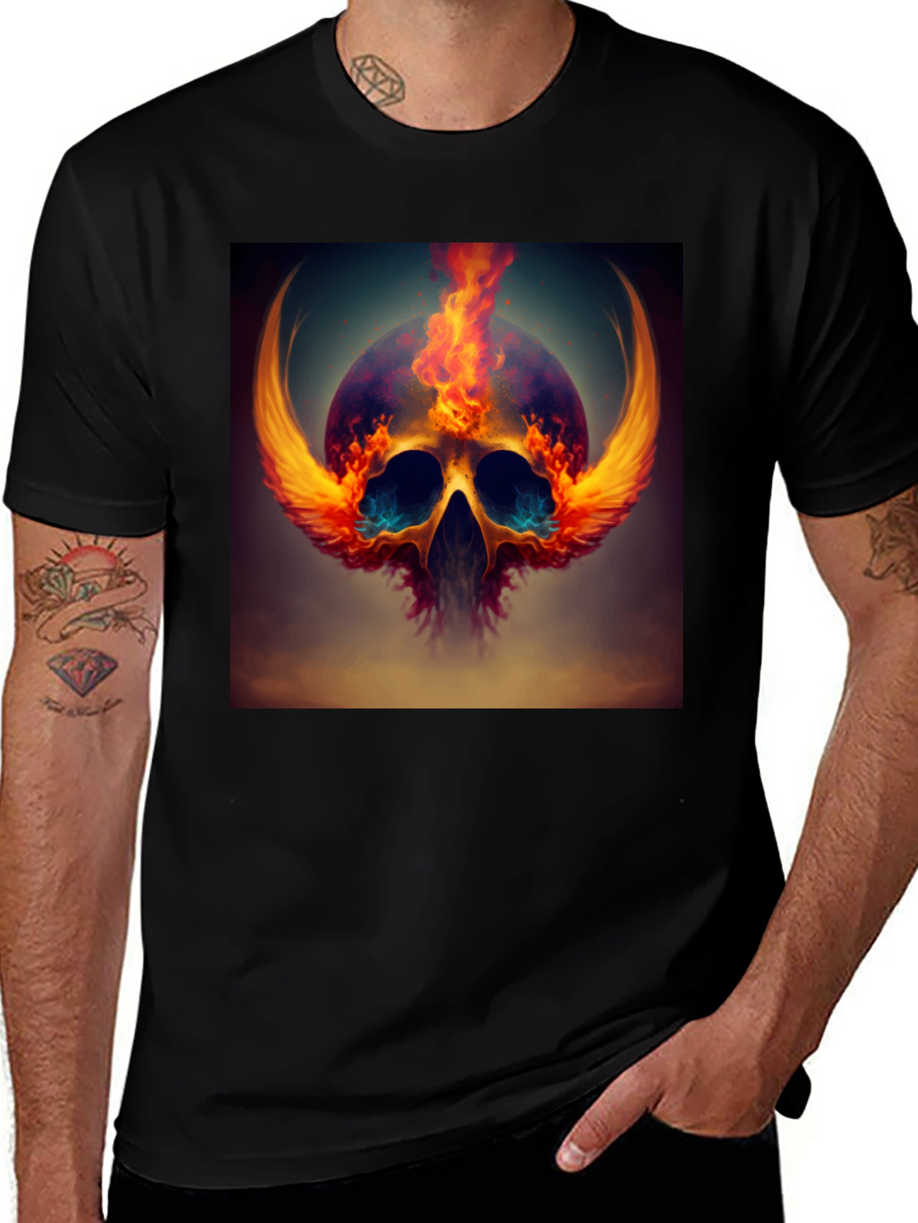 Variant 23 of Fiery Skull Graphic Tee - Bold Design