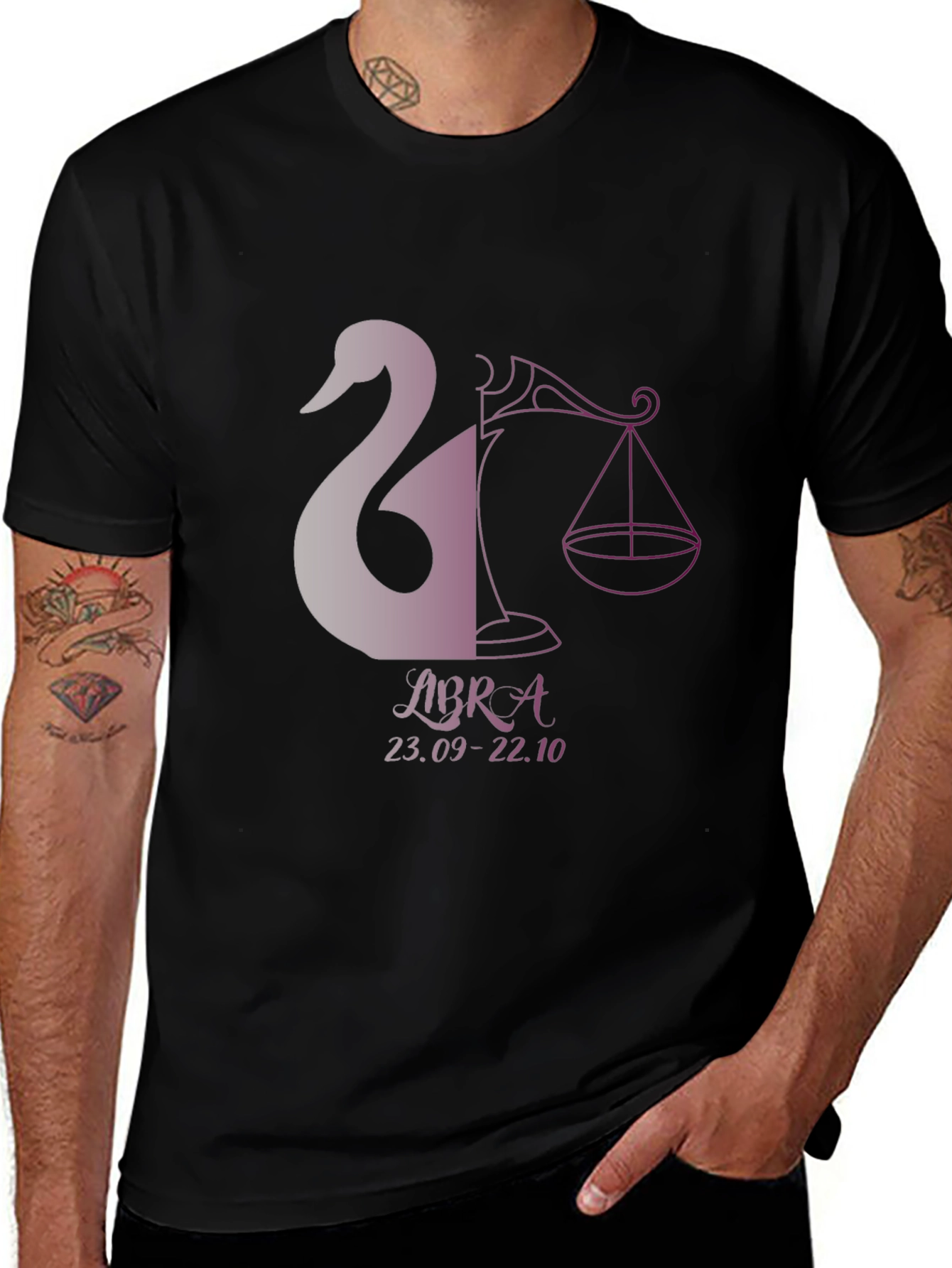 Libra Zodiac T-Shirt - Swan & Balance Design