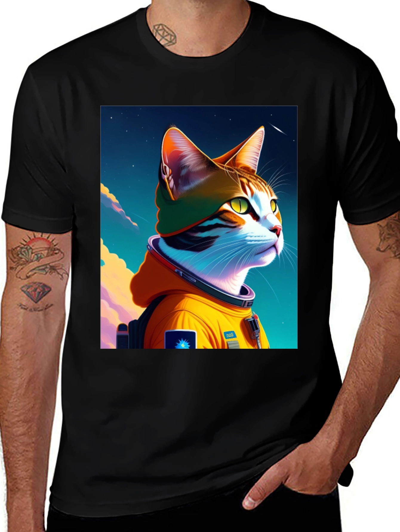 Variant 23 of Astronaut Cat Graphic T-Shirt - Cool Space Kitten Tee