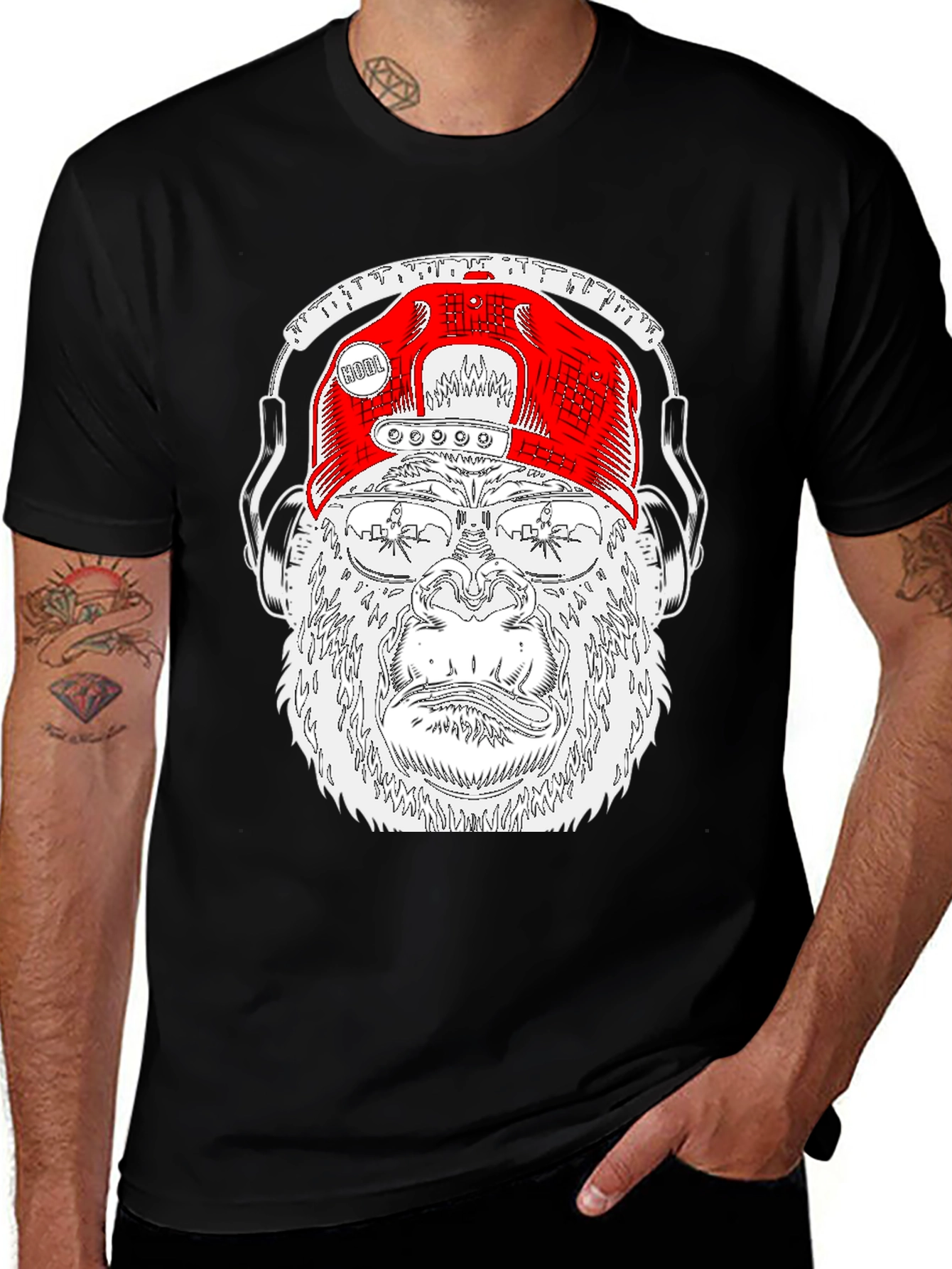 Variant 11 of Cool Gorilla Tee with Headphones & Hat