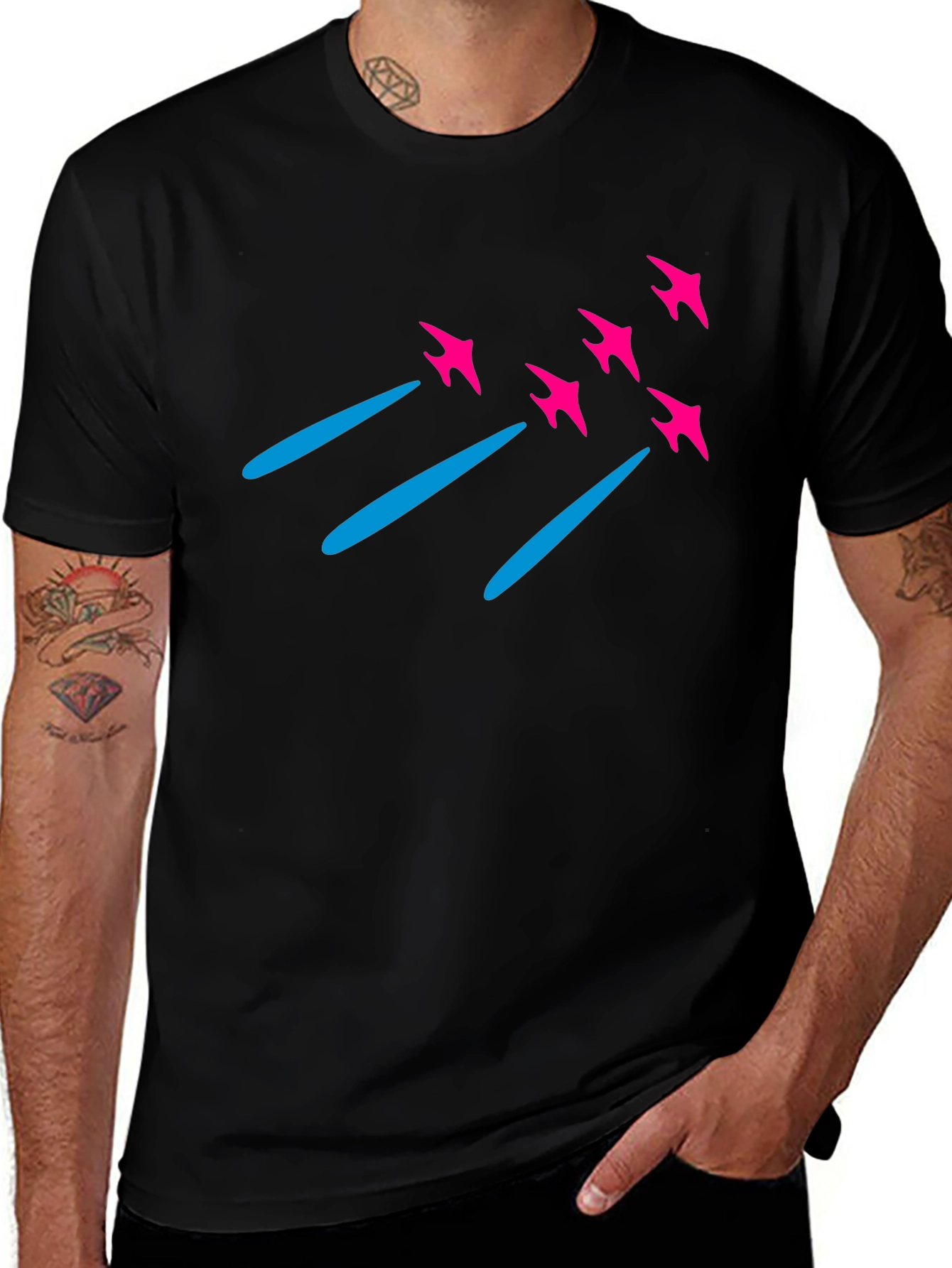 Variant 15 of Retro Rocket T-Shirt - Men's Black Tee