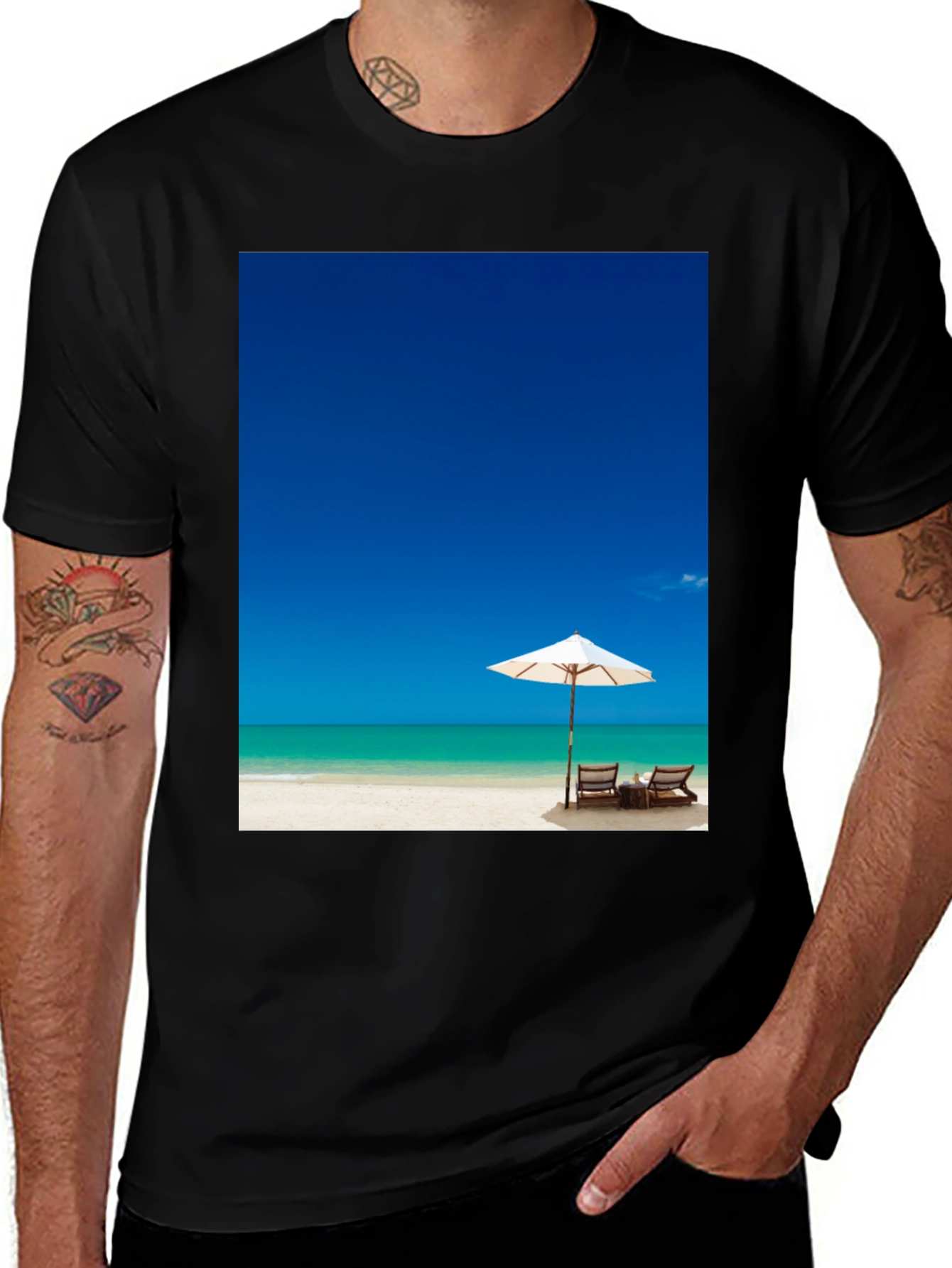 Variant 11 of Beach Scene Graphic Tee - Relaxing Vacation Vibes