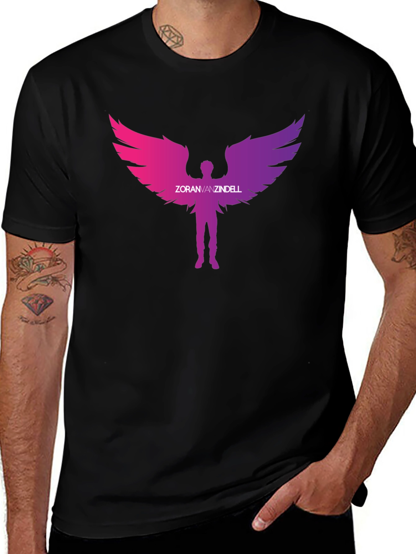 Variant 19 of Zoran Vanzindell Angel Wings Black T-Shirt