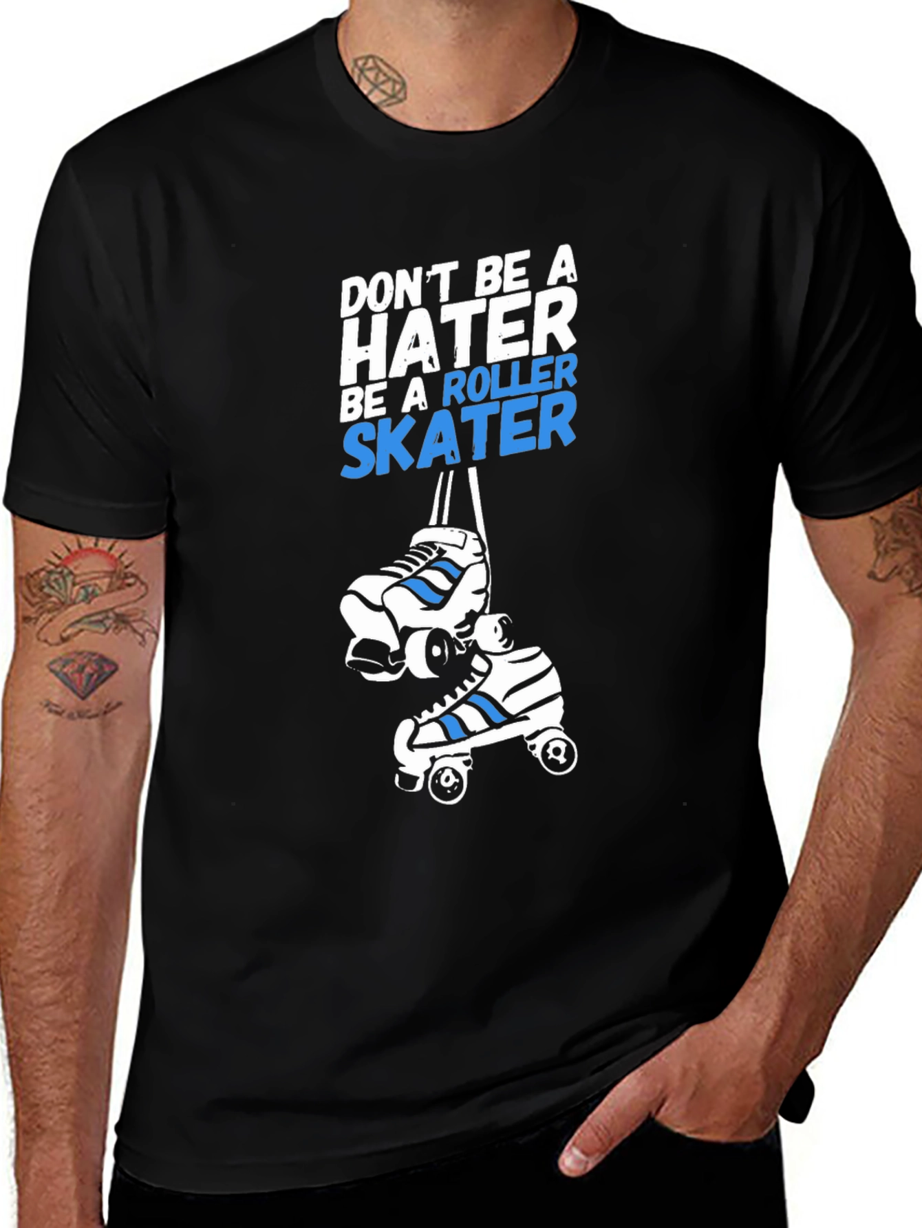Black Roller Skater T-Shirt - Don't Be A Hater Tee main image
