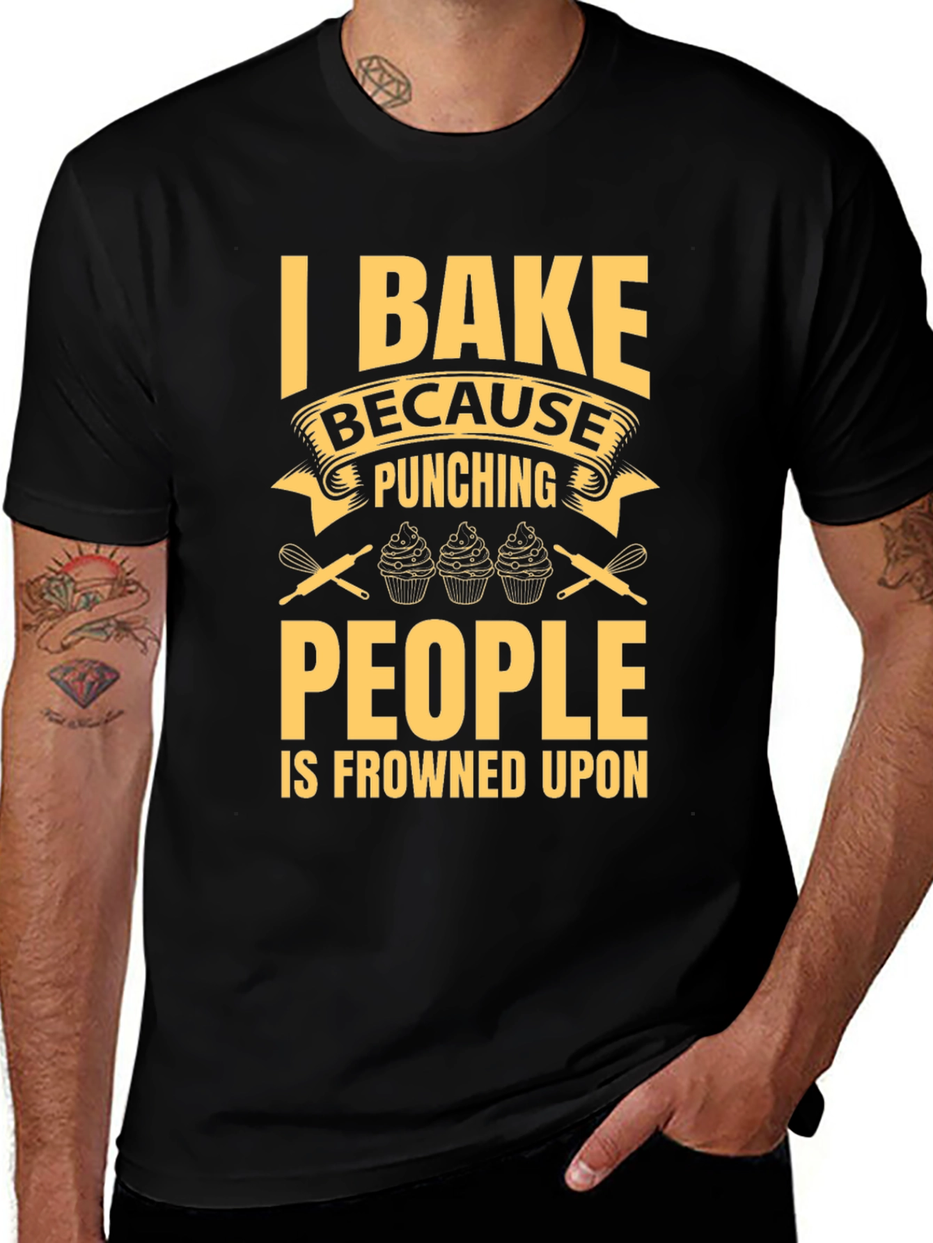 I Bake Because Punching People is Frowned Upon T-Shirt