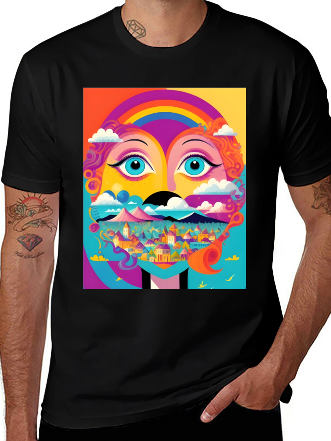 Variant 8 of Vibrant Psychedelic Face Graphic T-Shirt